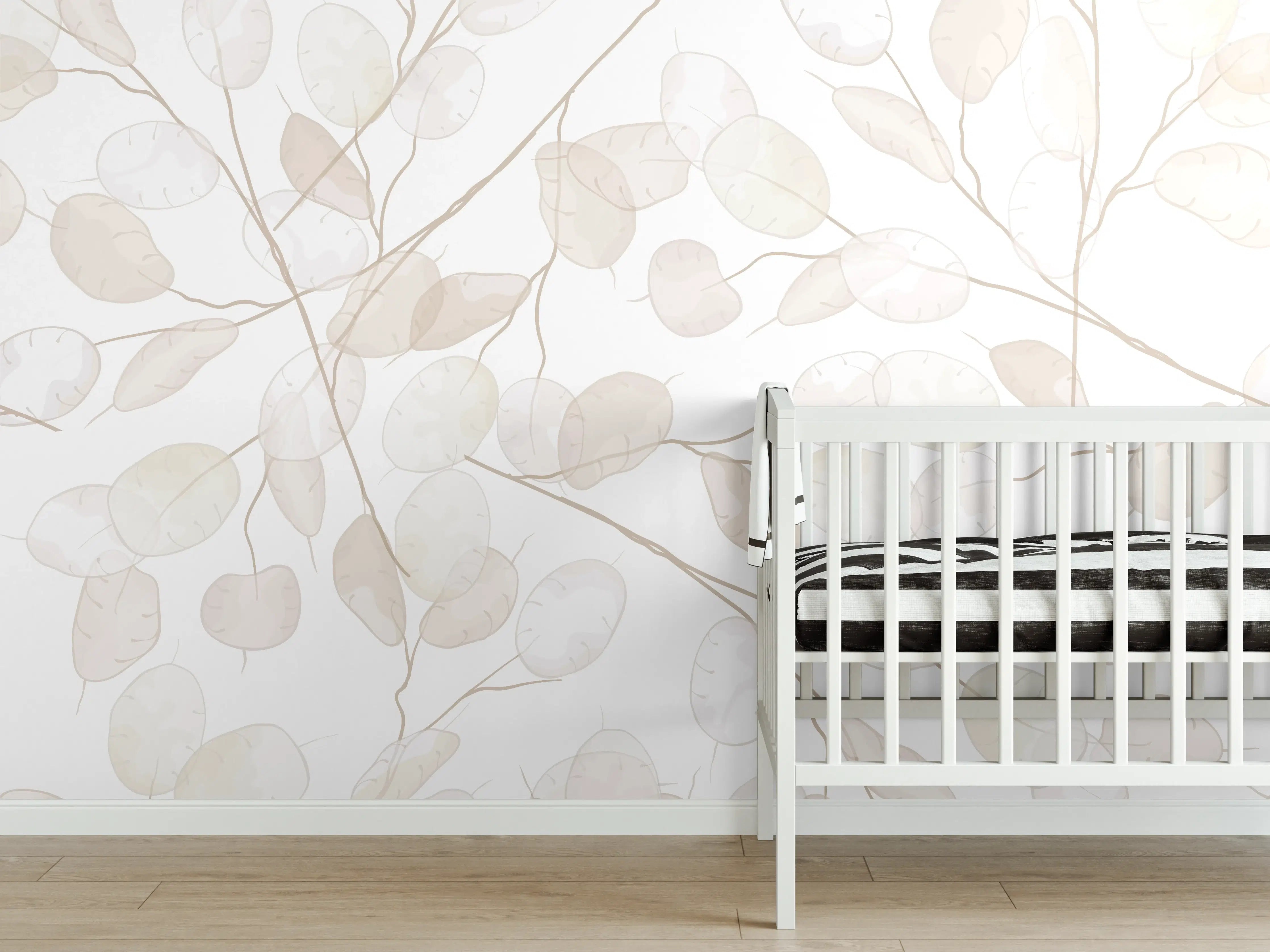 Babyzimmer Wandgestaltung - Nahtloses Lunaria-Blütenmuster