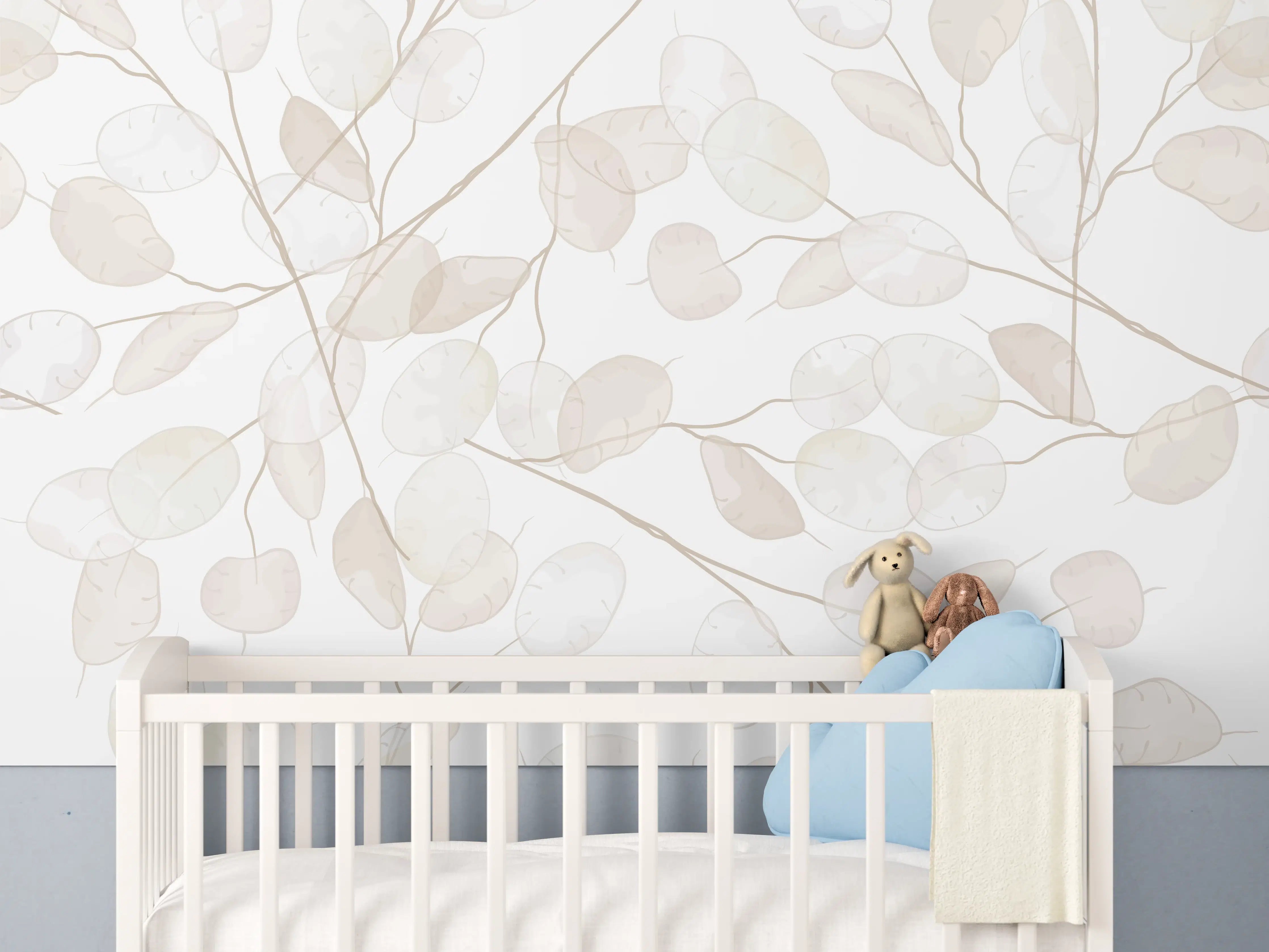 Babyzimmer Wandgestaltung - Nahtloses Lunaria-Blütenmuster