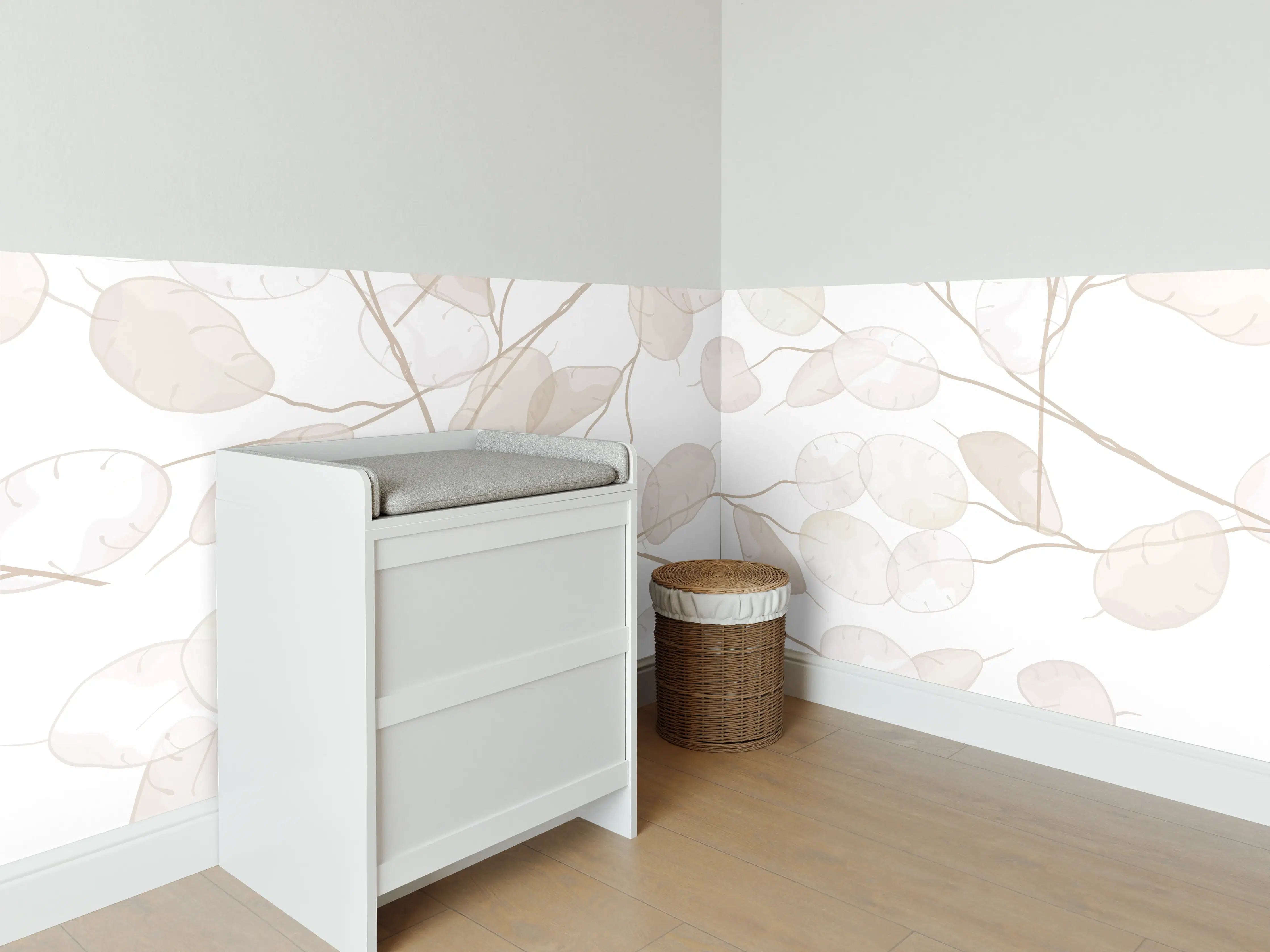 Babyzimmer Wandgestaltung - Nahtloses Lunaria-Blütenmuster