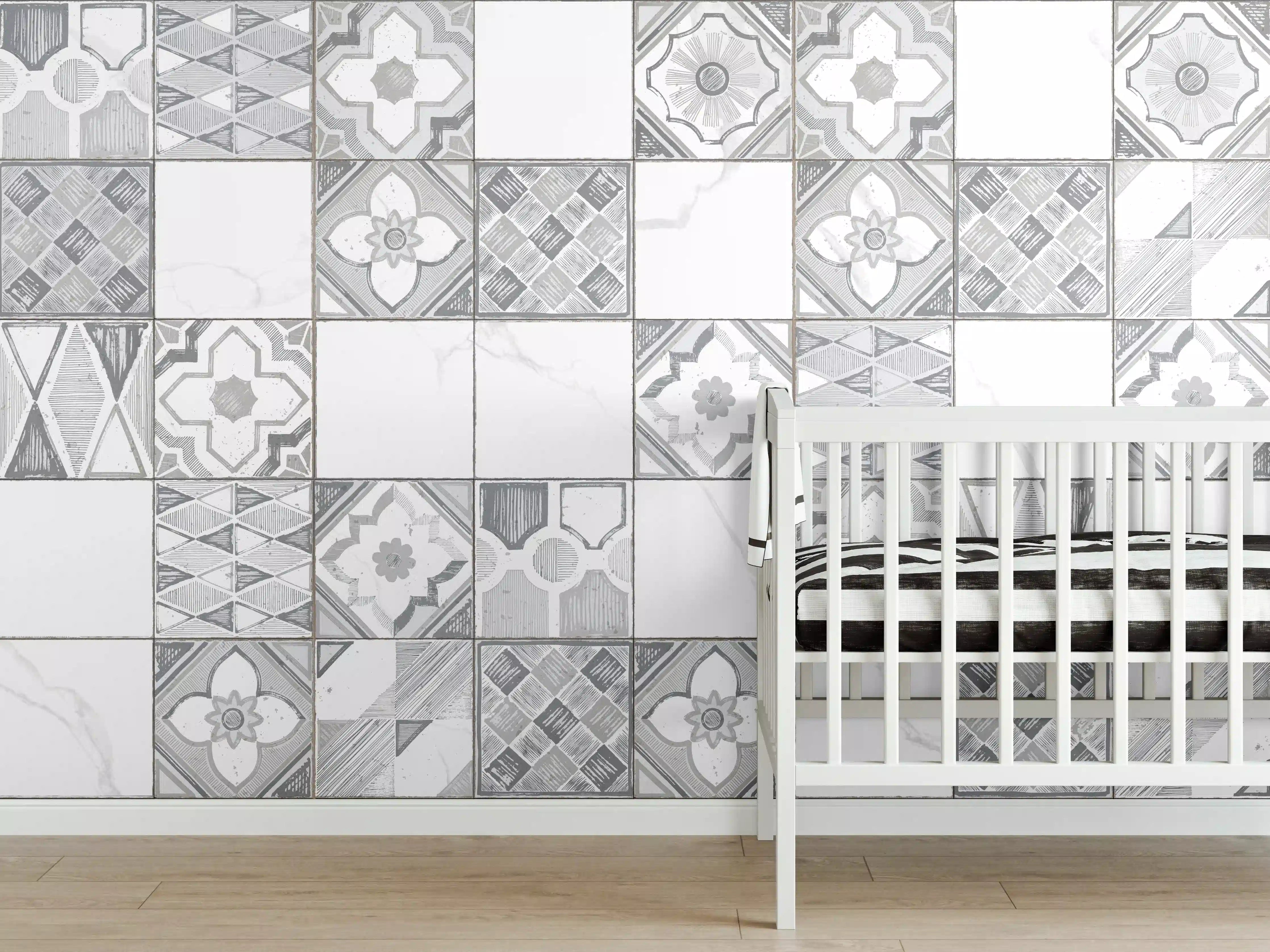 Babyzimmer Wandgestaltung - Nahtloses monochromes Muster