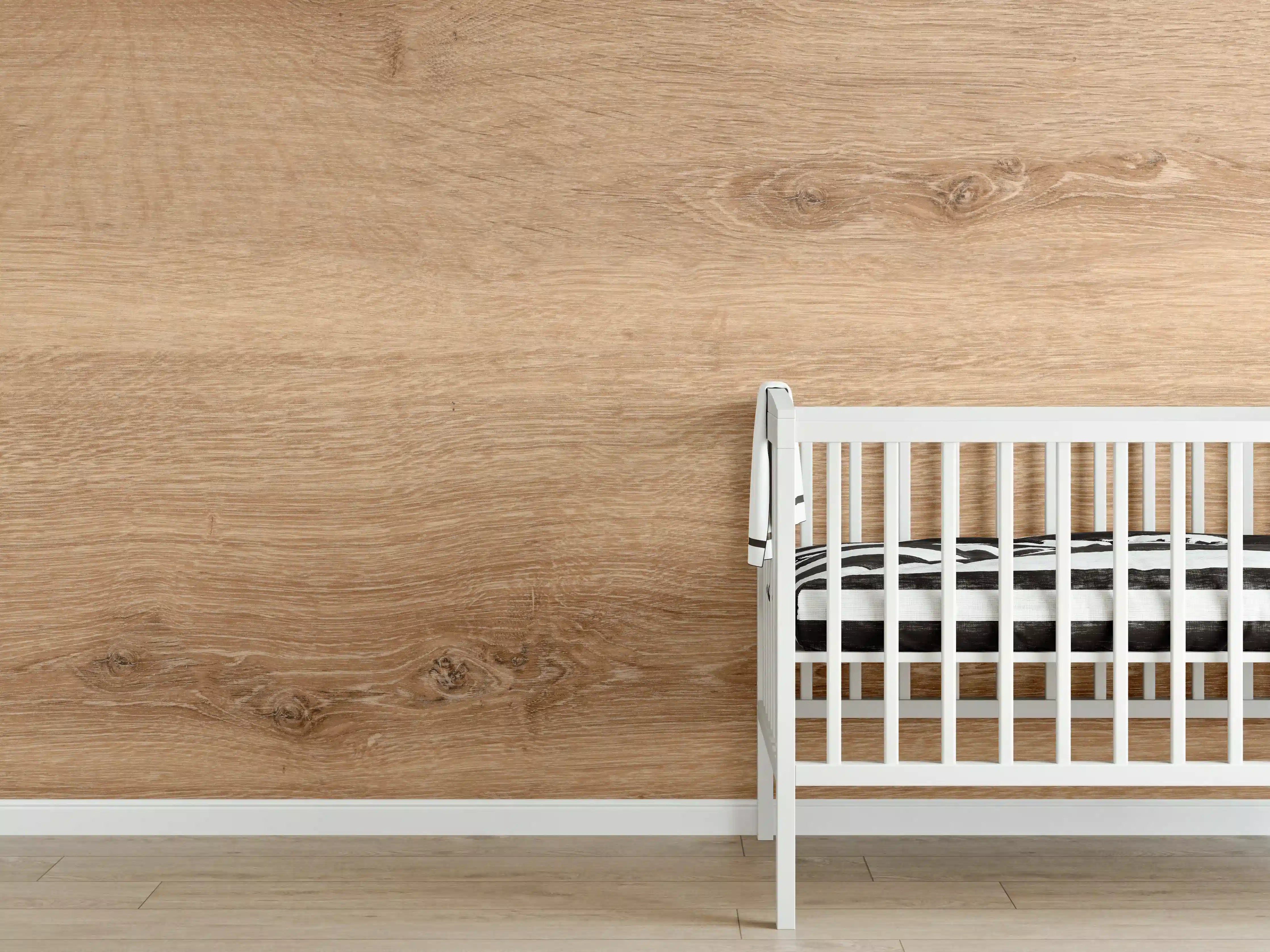 Babyzimmer Wandgestaltung - Natürliche Bambusholz Planke