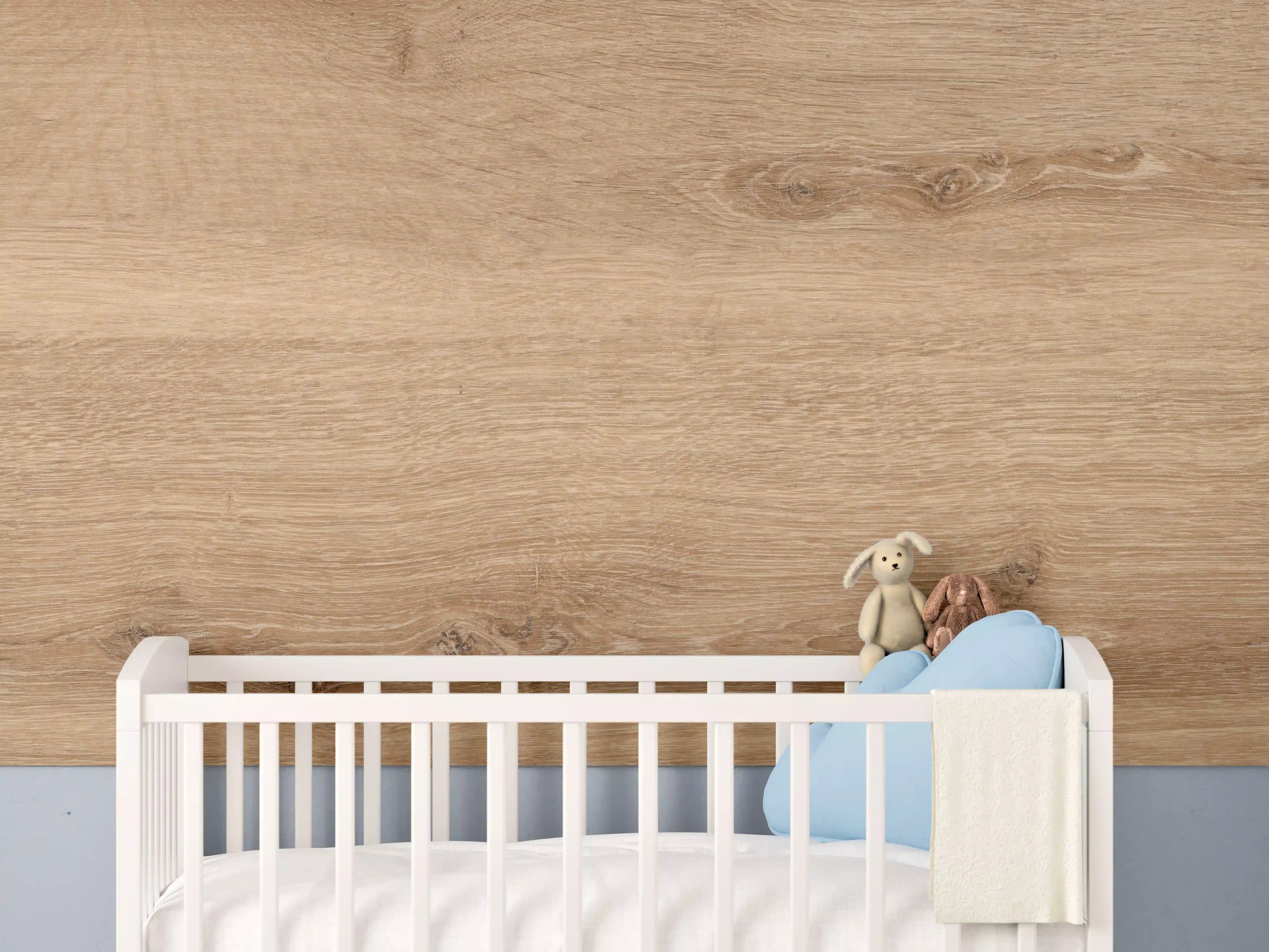 Babyzimmer Wandgestaltung - Natürliche Bambusholz Planke
