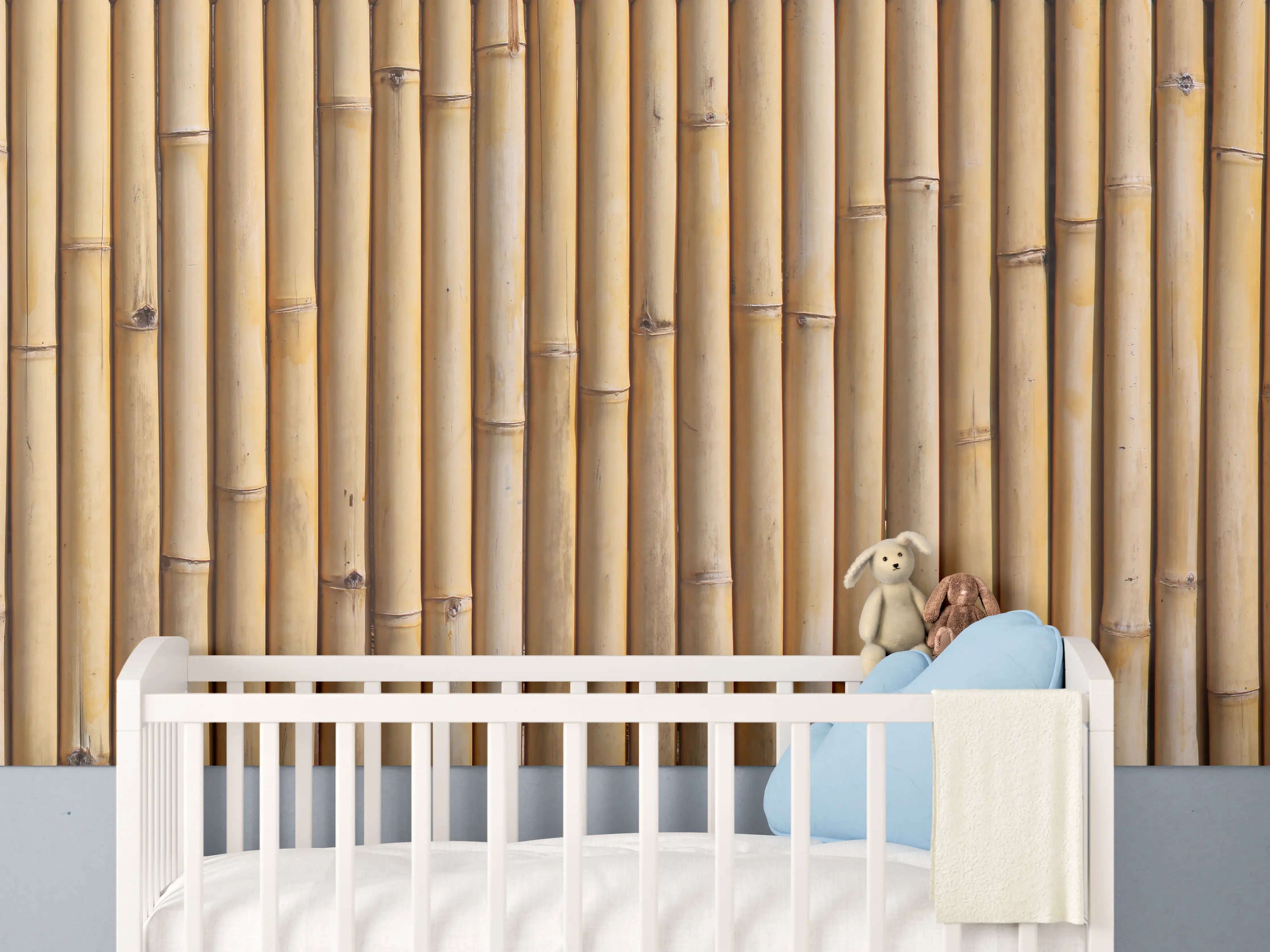 Babyzimmer Wandgestaltung - Natürliche Bambuslattung