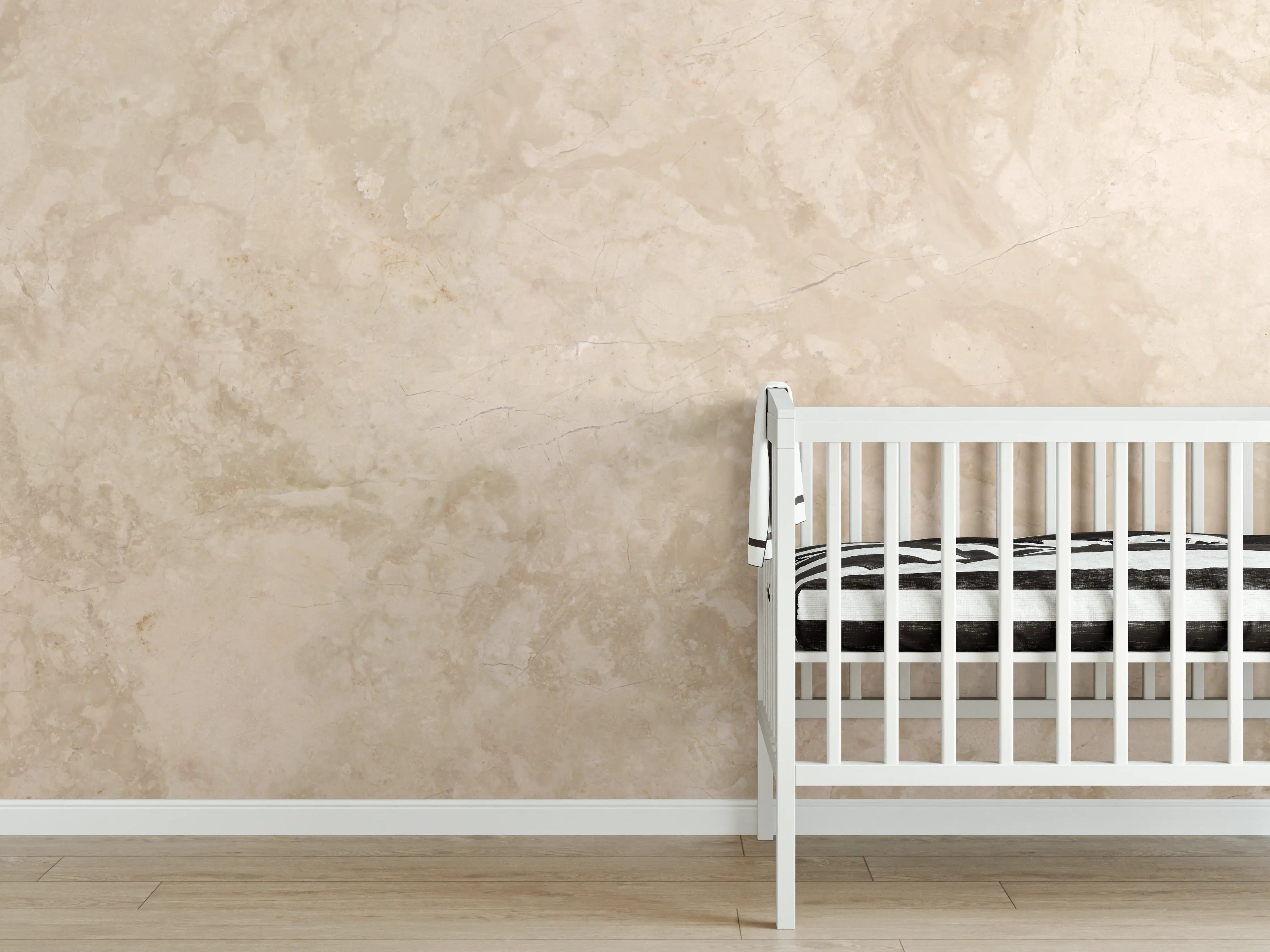 Babyzimmer Wandgestaltung - Natürliche Beige Marmor Textur