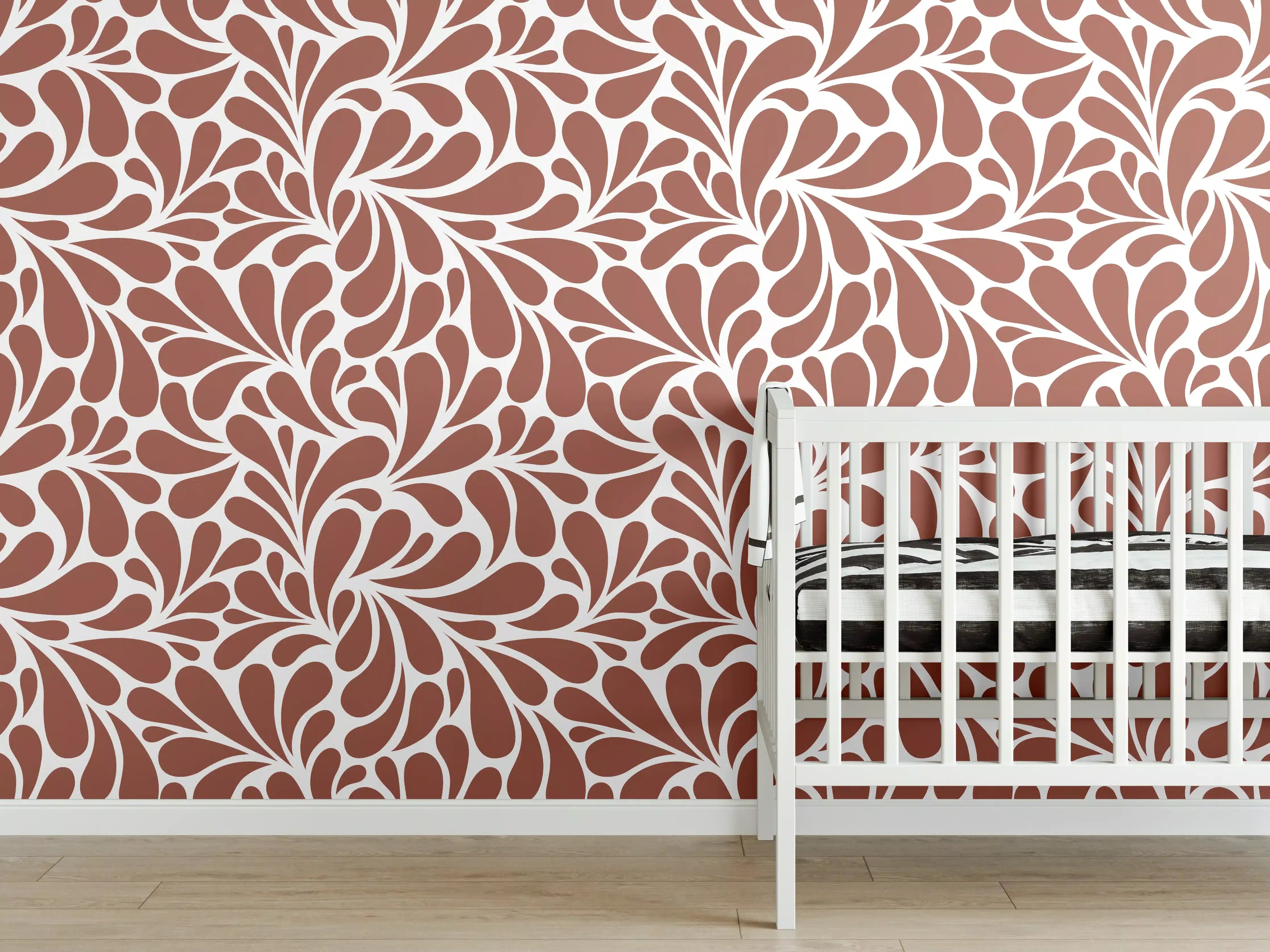 Babyzimmer Wandgestaltung - Natürliche Blätter-Muster