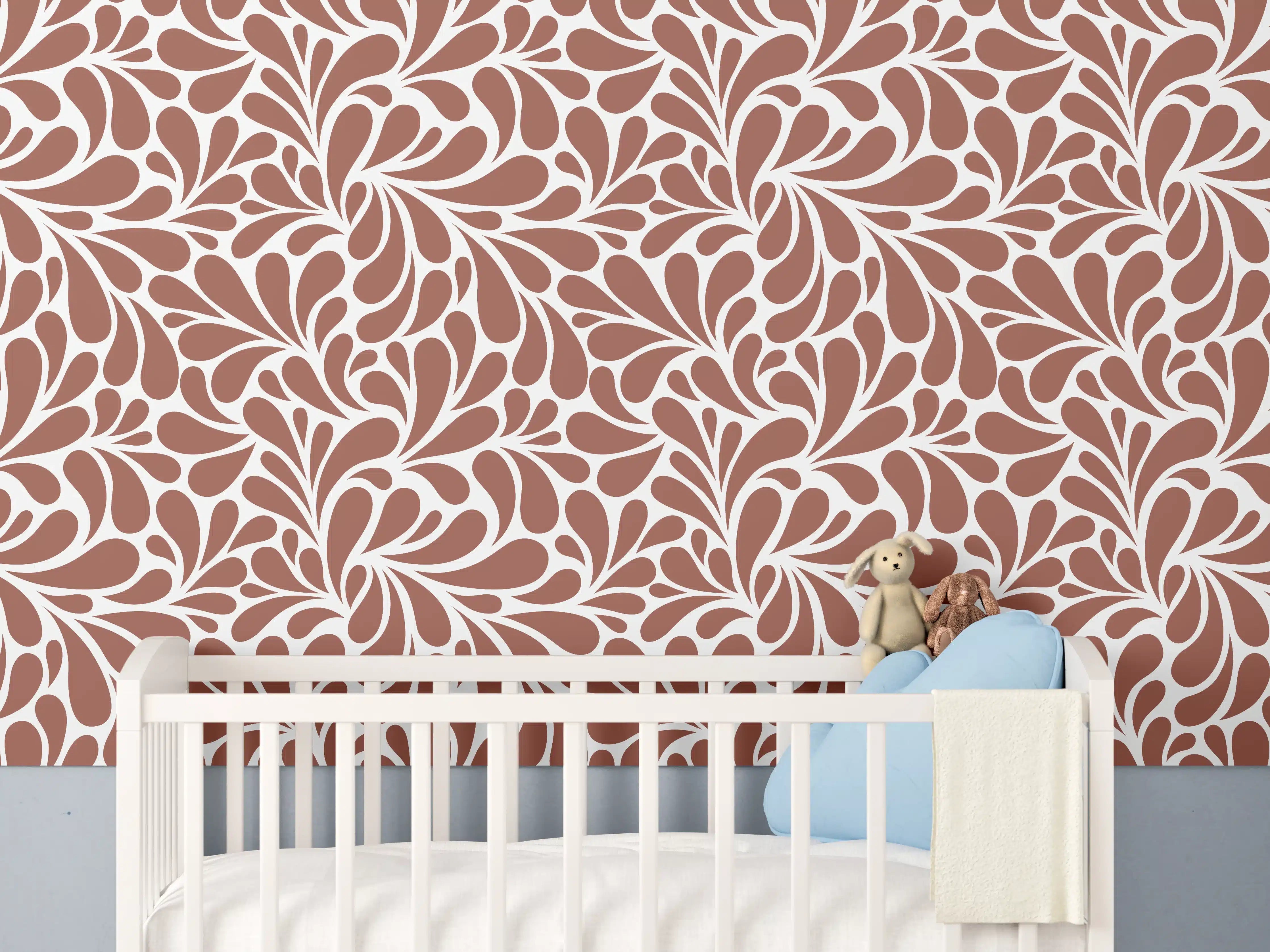 Babyzimmer Wandgestaltung - Natürliche Blätter-Muster
