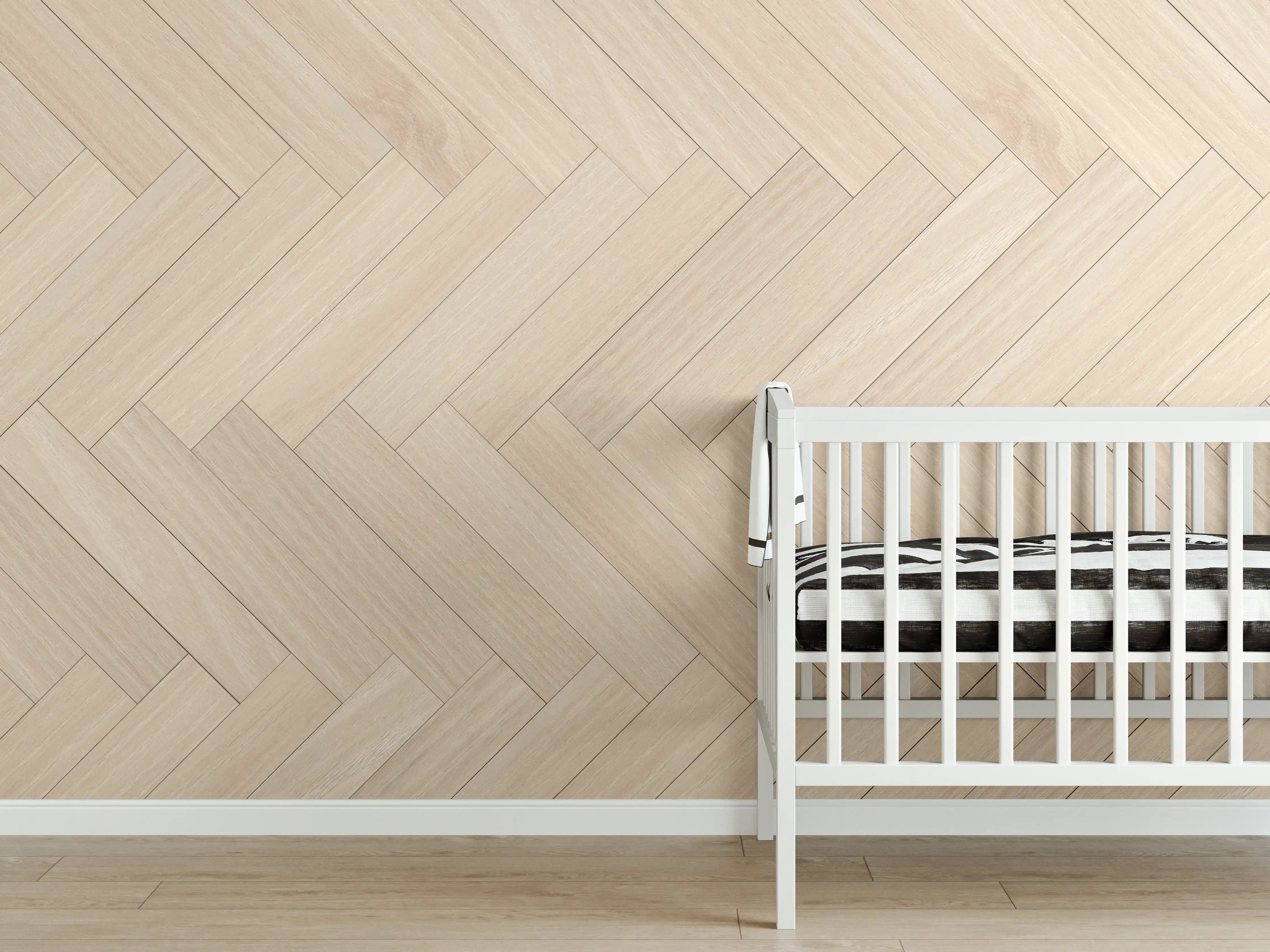 Babyzimmer Wandgestaltung - Natürliche Holztextur - Beige