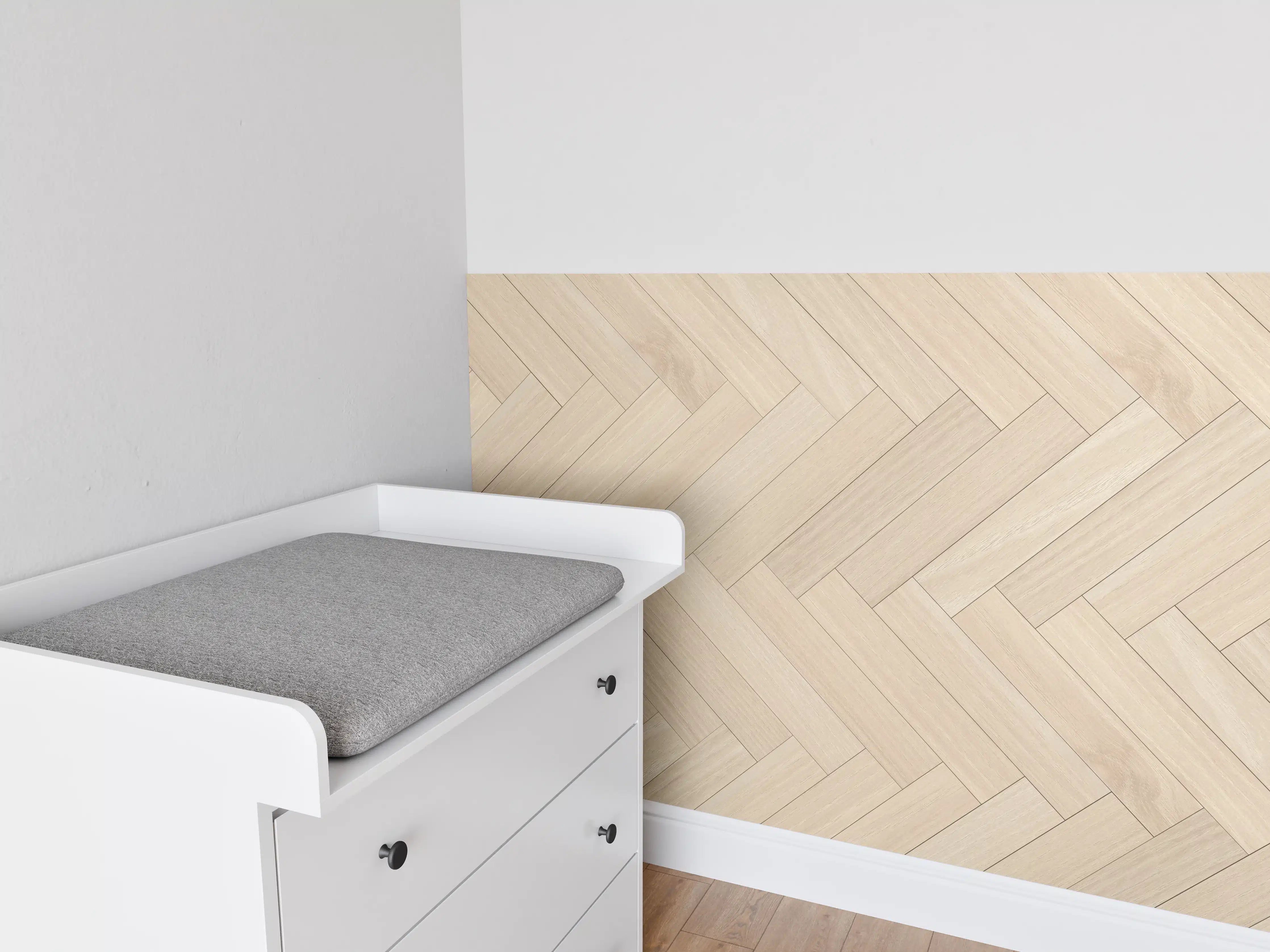 Babyzimmer Wandgestaltung - Natürliche Holztextur - Beige