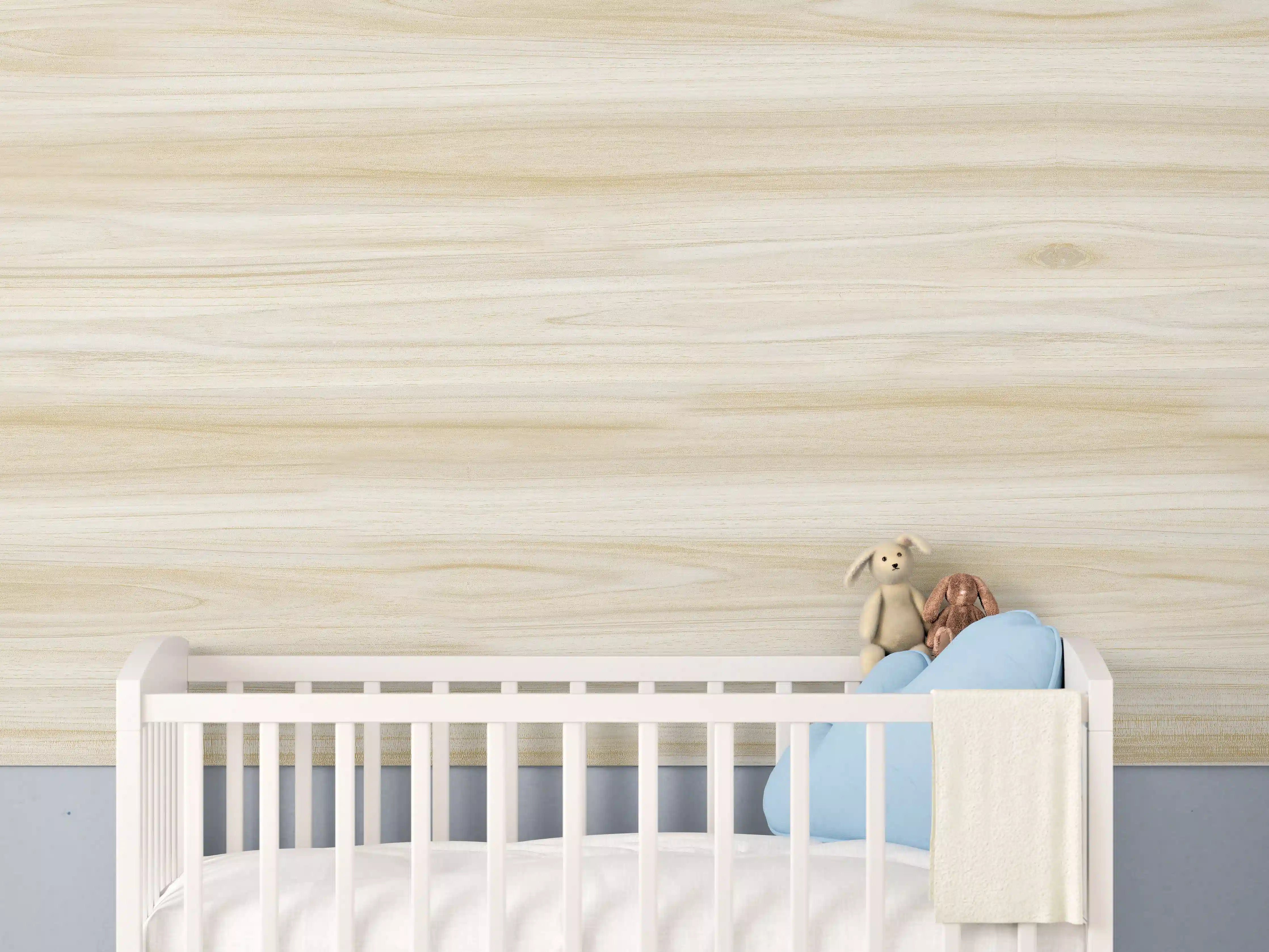 Babyzimmer Wandgestaltung - Natürliche Holztextur