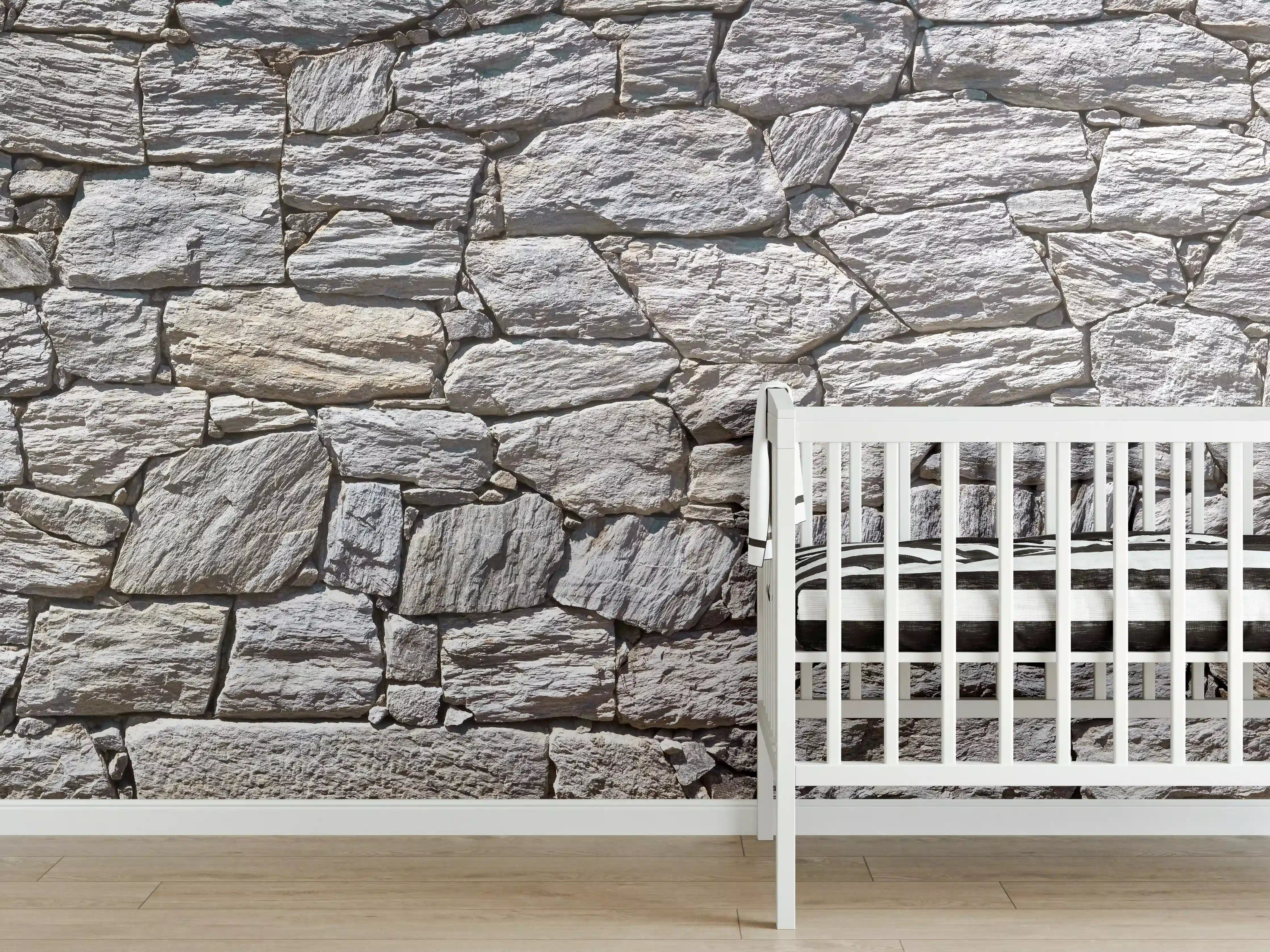 Babyzimmer Wandgestaltung - Natürliche Steinmauer
