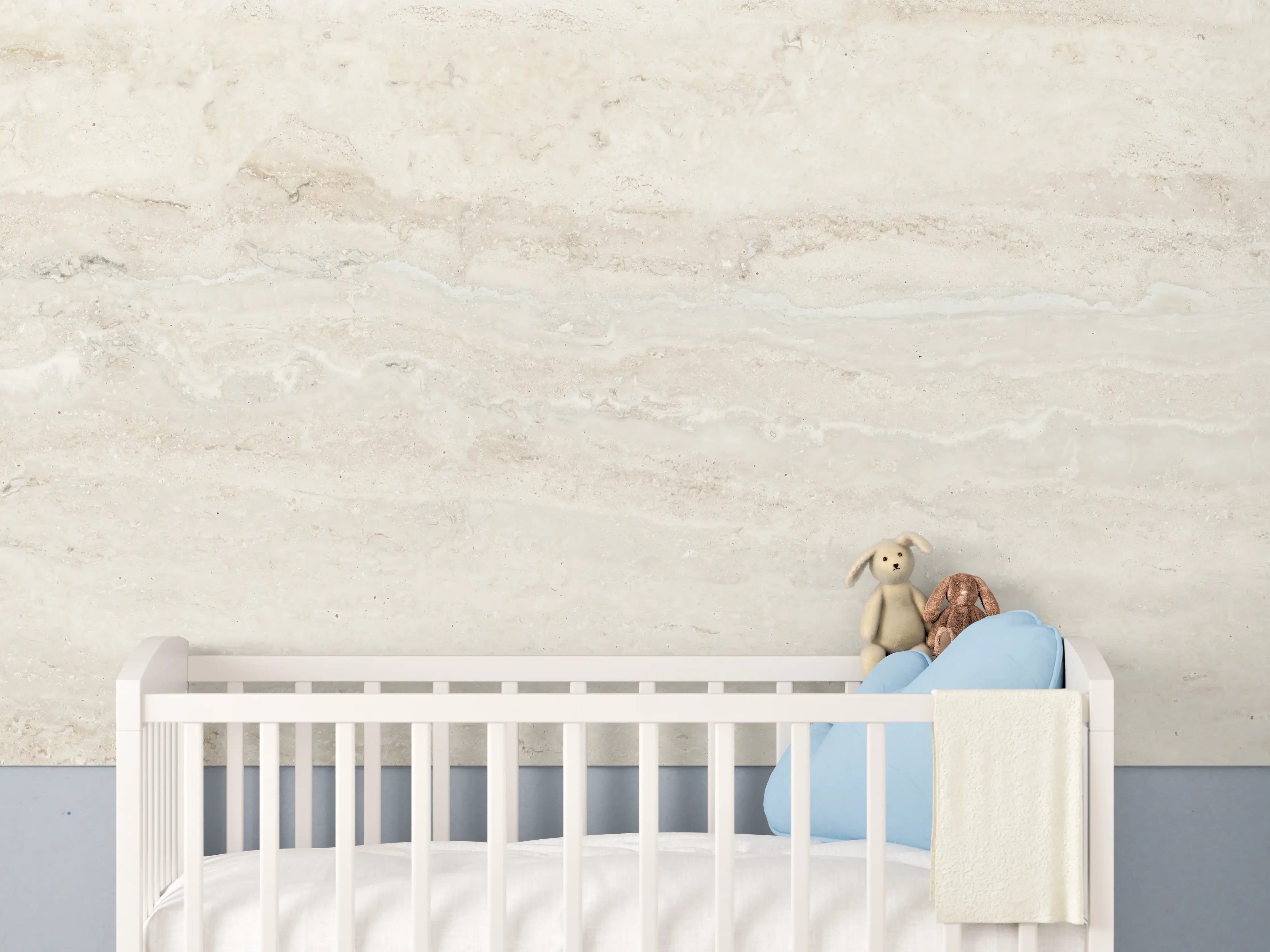 Babyzimmer Wandgestaltung - Natürlicher Travertin-Stein