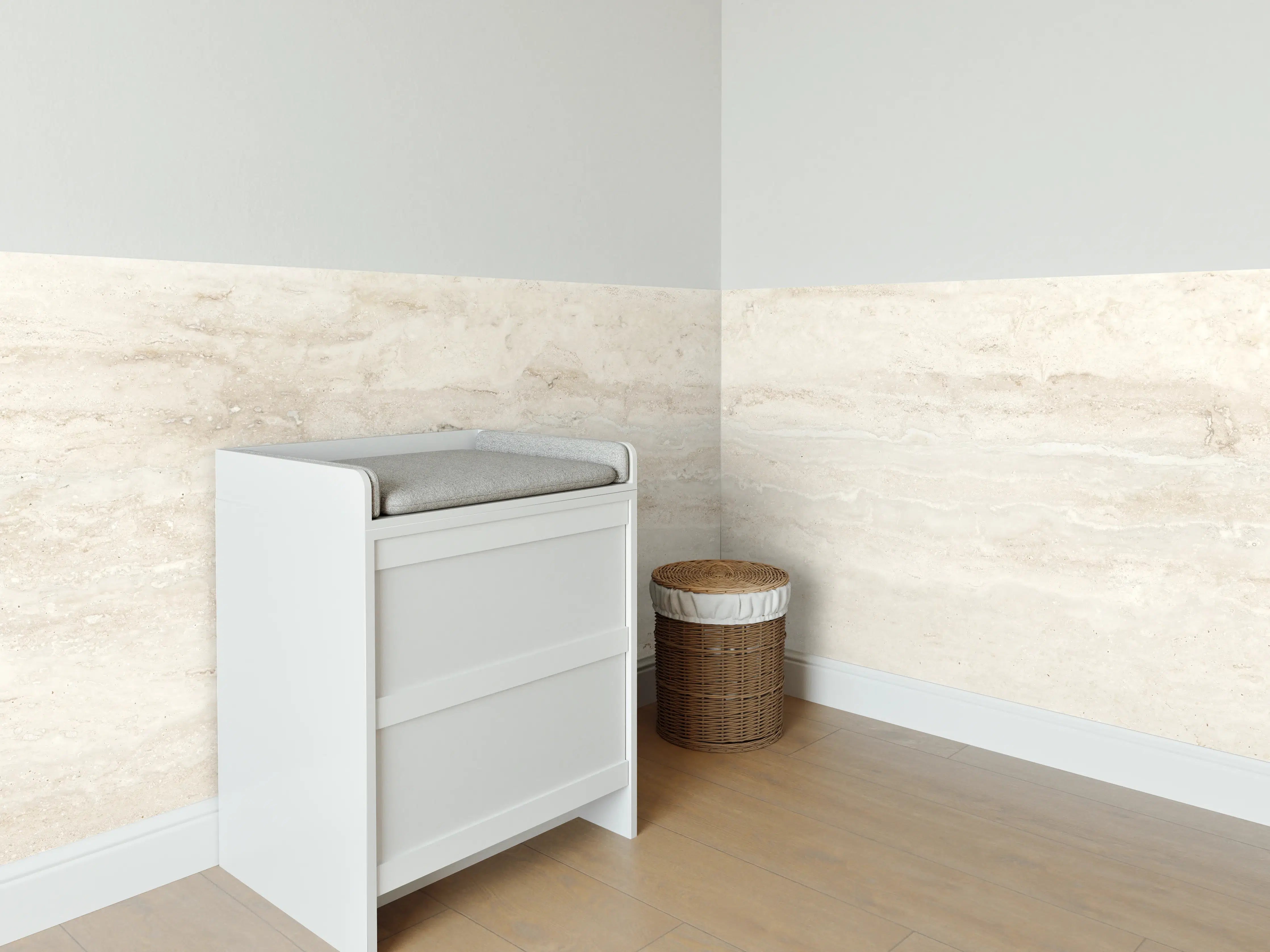 Babyzimmer Wandgestaltung - Natürlicher Travertin-Stein