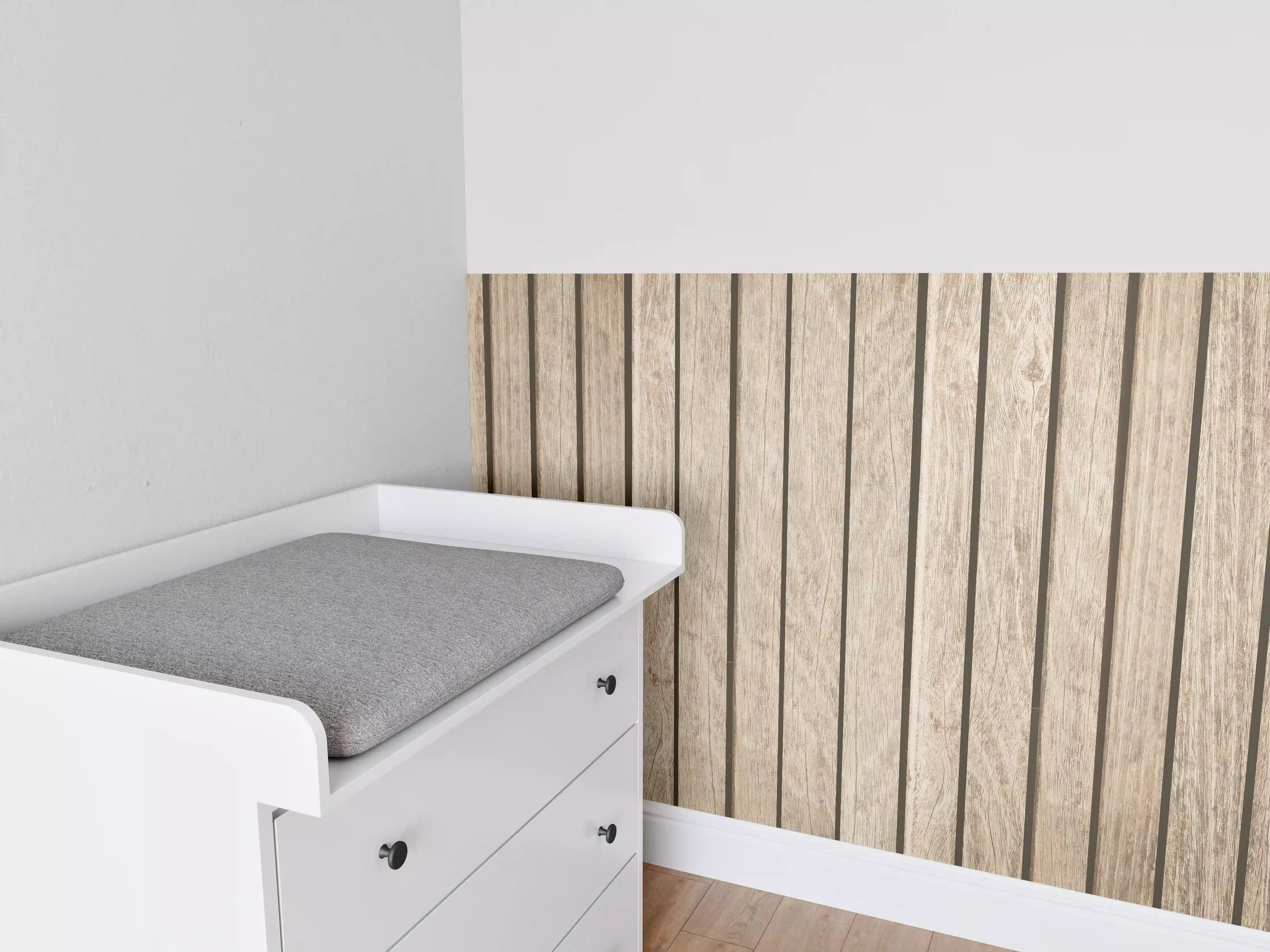 Babyzimmer Wandgestaltung - Natürliches Holzdielenmuster