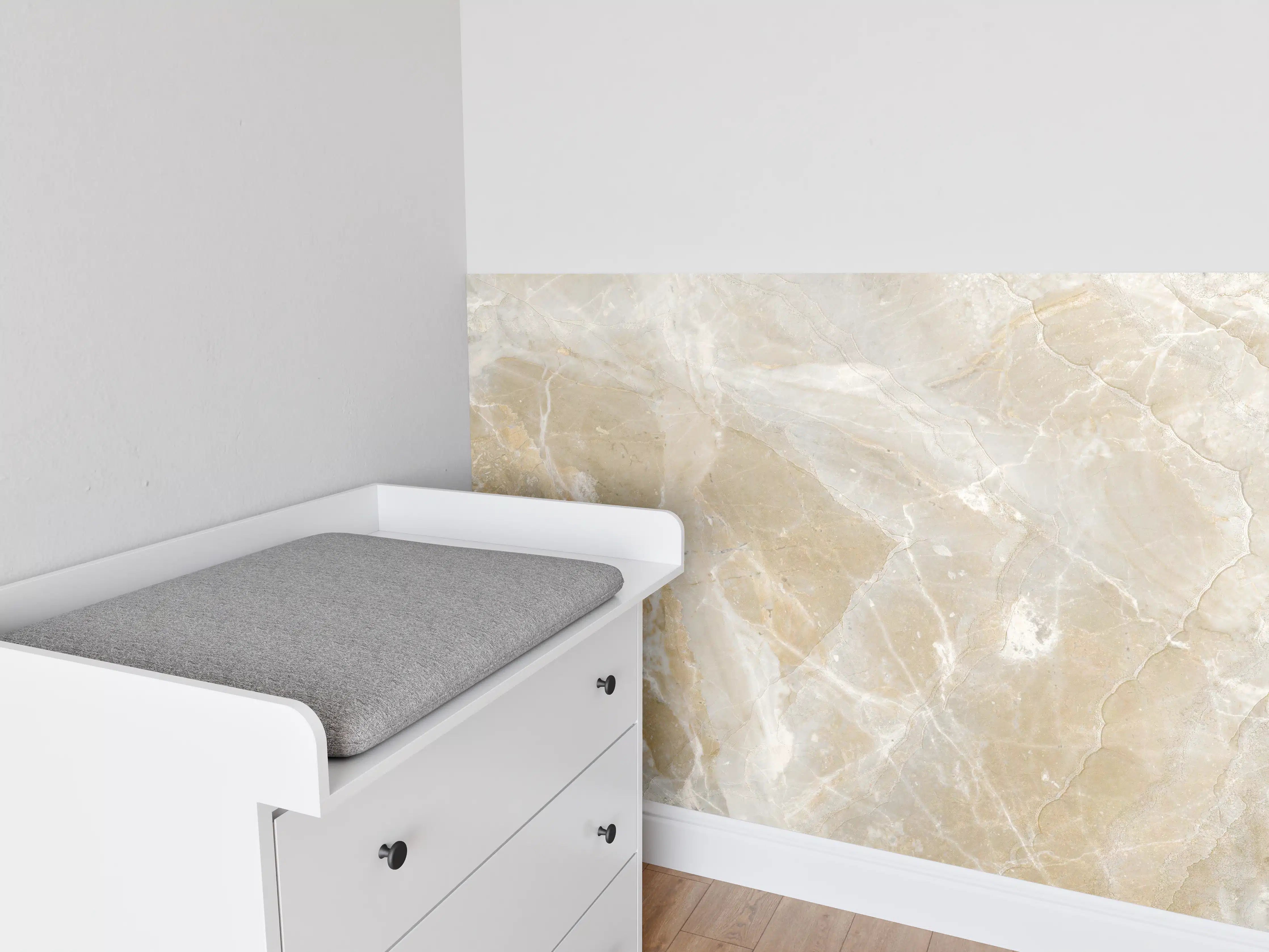 Babyzimmer Wandgestaltung - Natürliches Muster aus Marmor - Hell