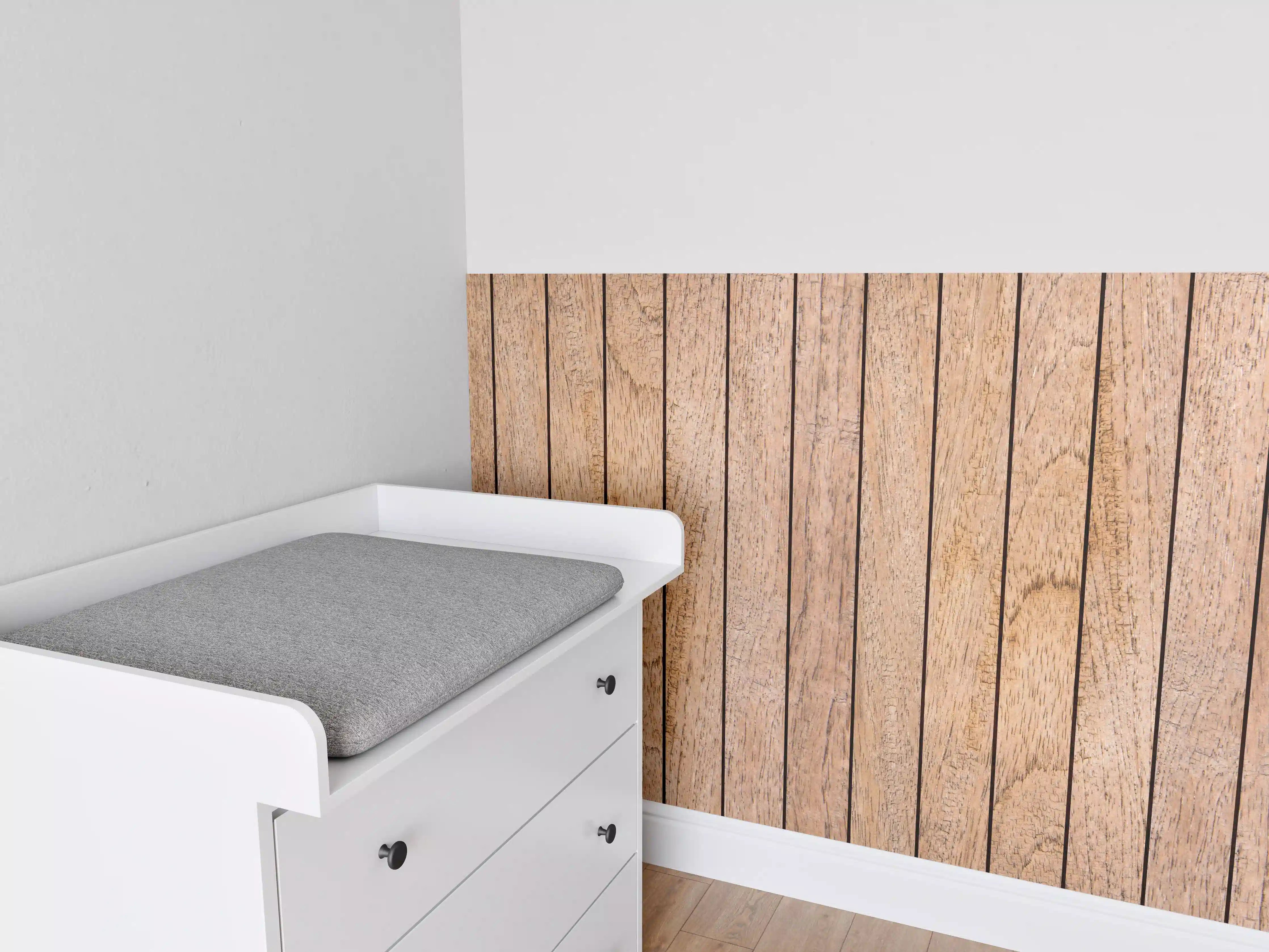 Babyzimmer Wandgestaltung - Naturholz Bretter Muster