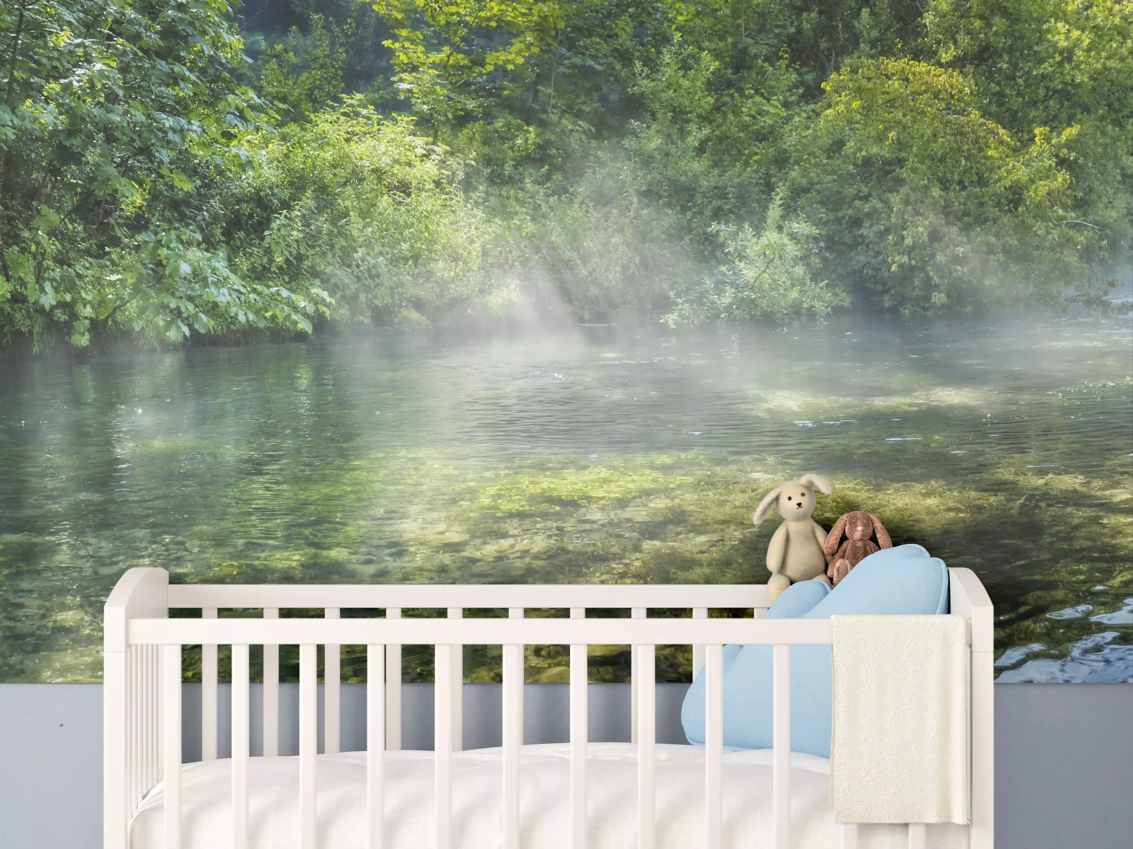 Babyzimmer Wandgestaltung - Naturidyll am Flussufer