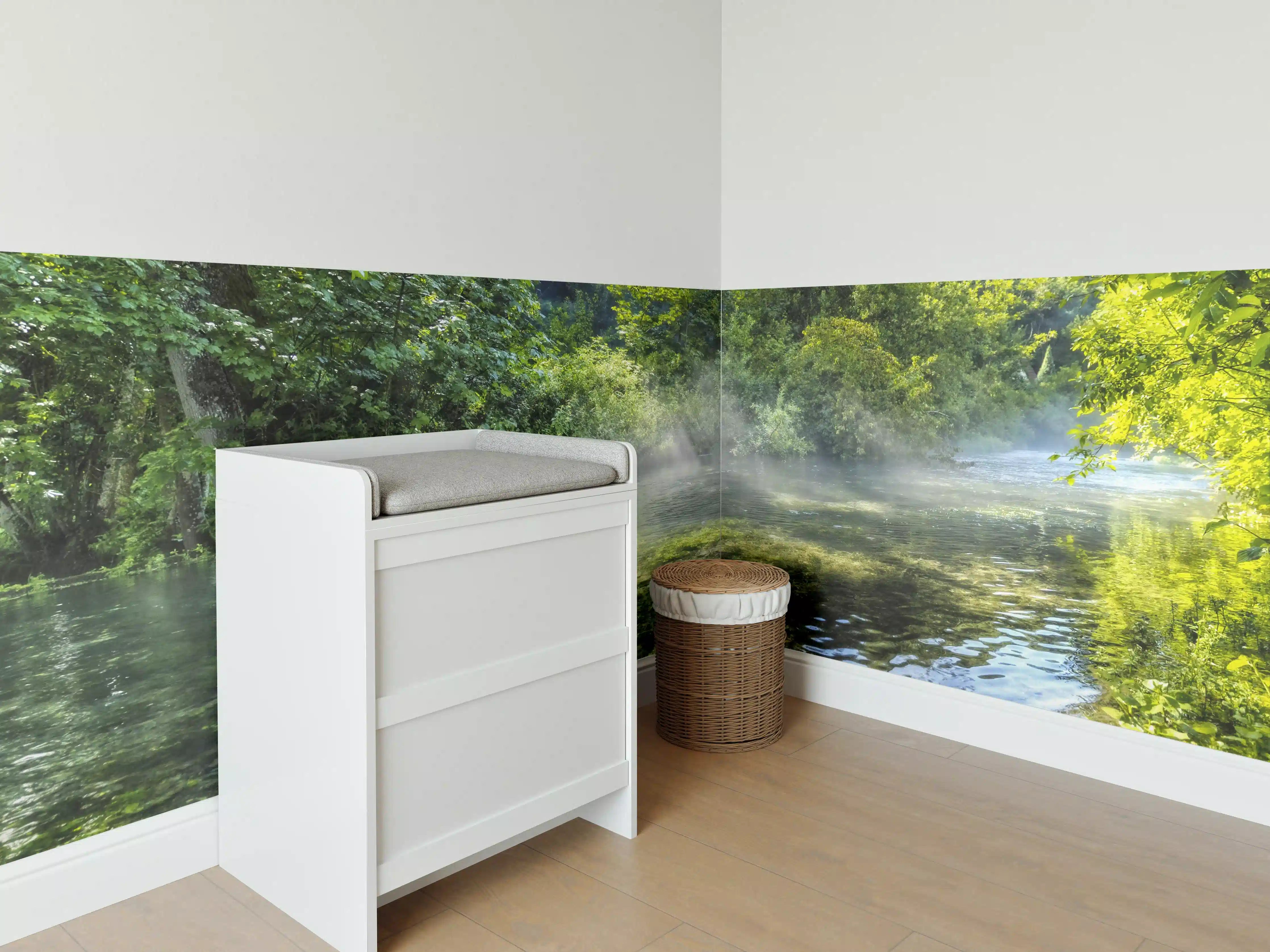 Babyzimmer Wandgestaltung - Naturidyll am Flussufer