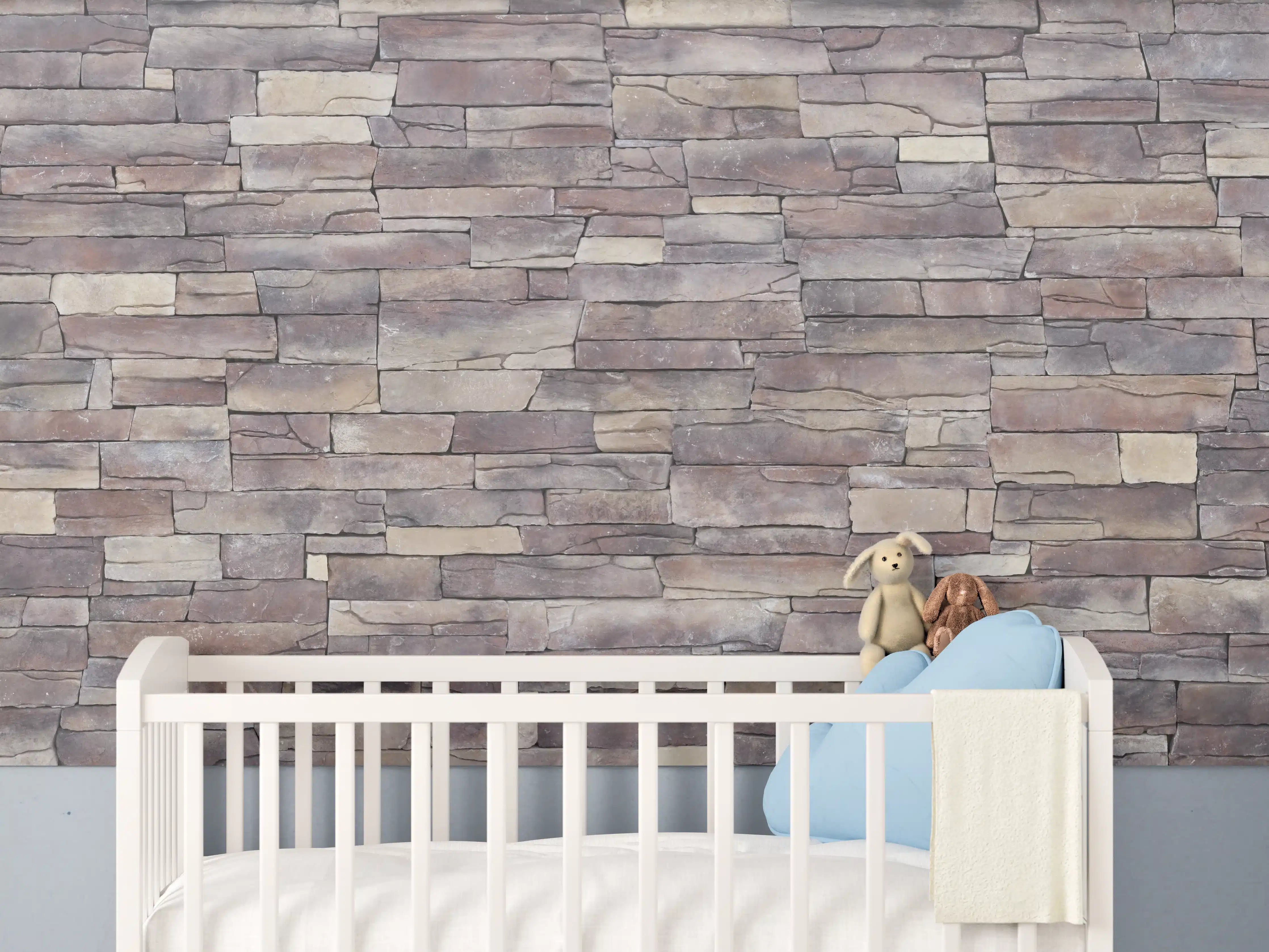 Babyzimmer Wandgestaltung - Natursteinmauer aus Sandstein