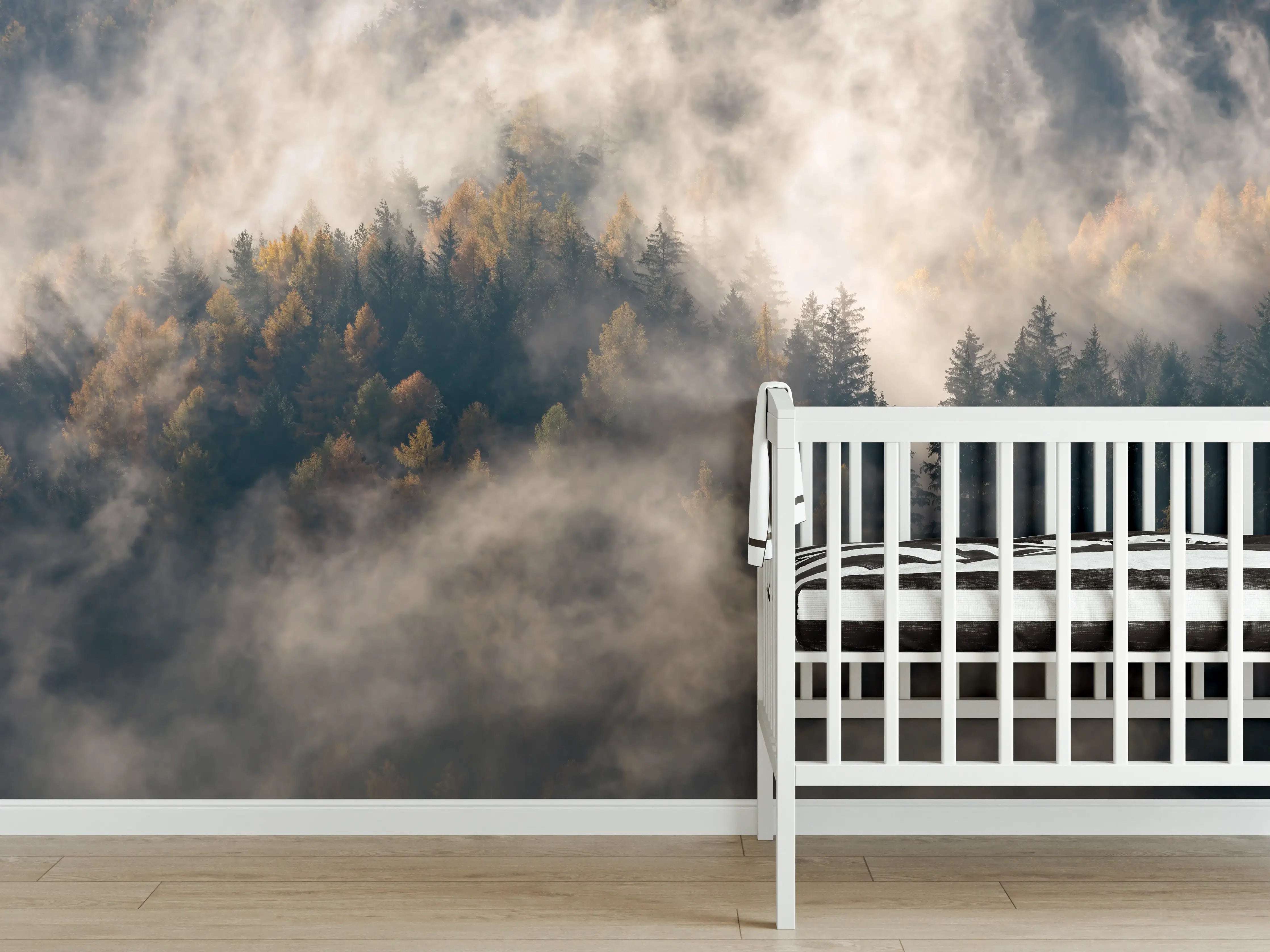 Babyzimmer Wandgestaltung - Nebel im Wald