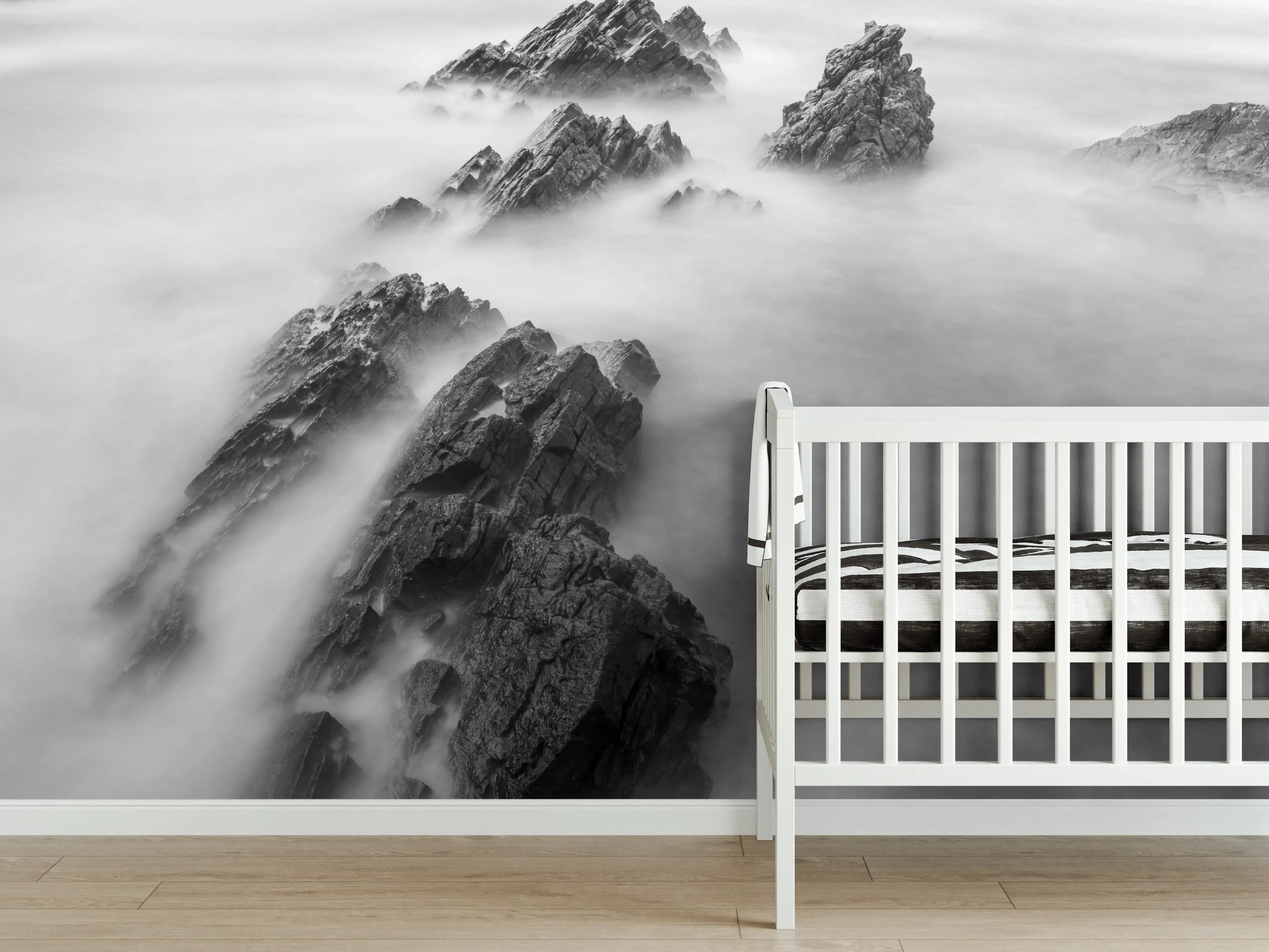 Babyzimmer Wandgestaltung - Nebelmeer über Felsformationen