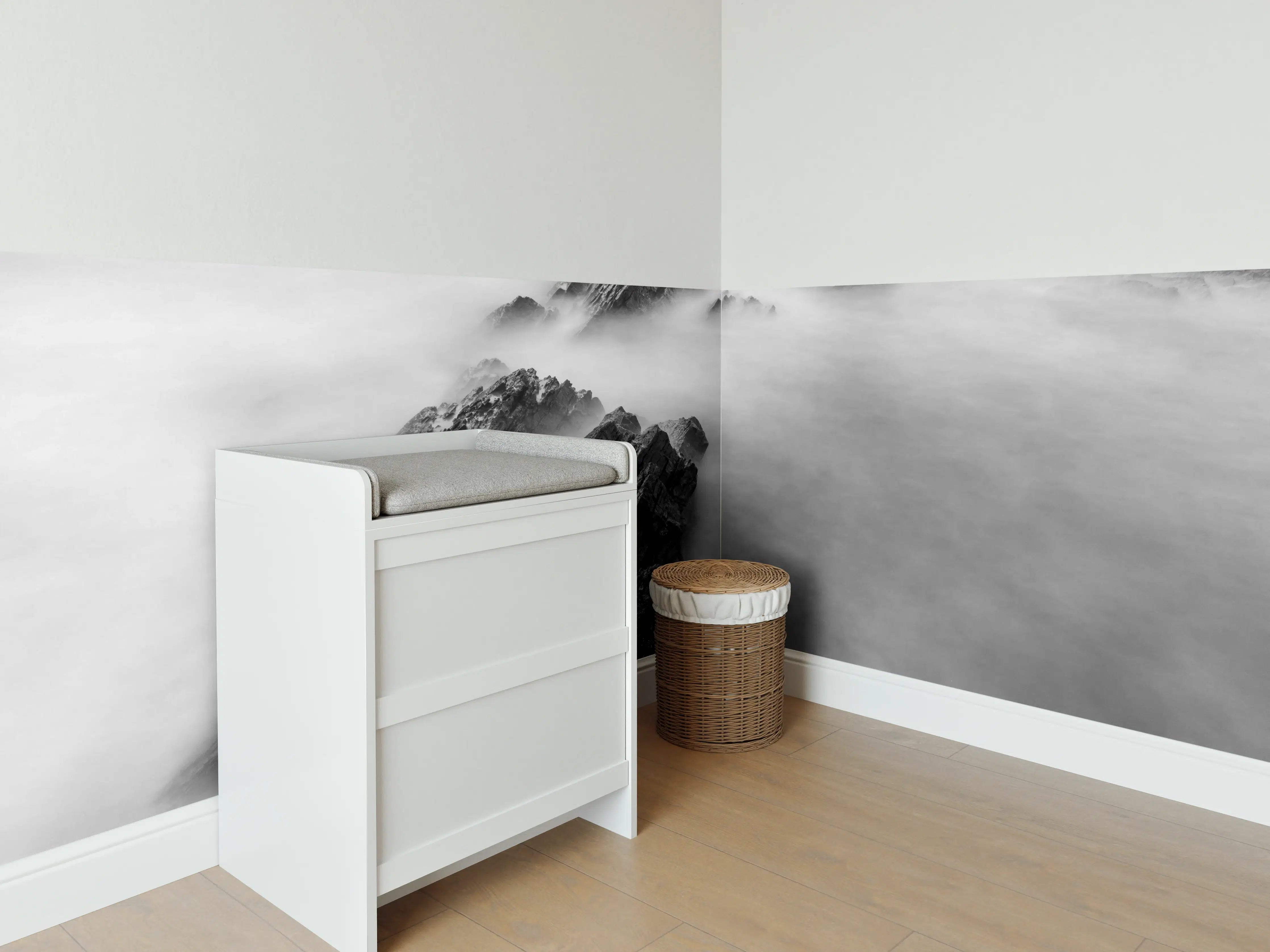 Babyzimmer Wandgestaltung - Nebelmeer über Felsformationen
