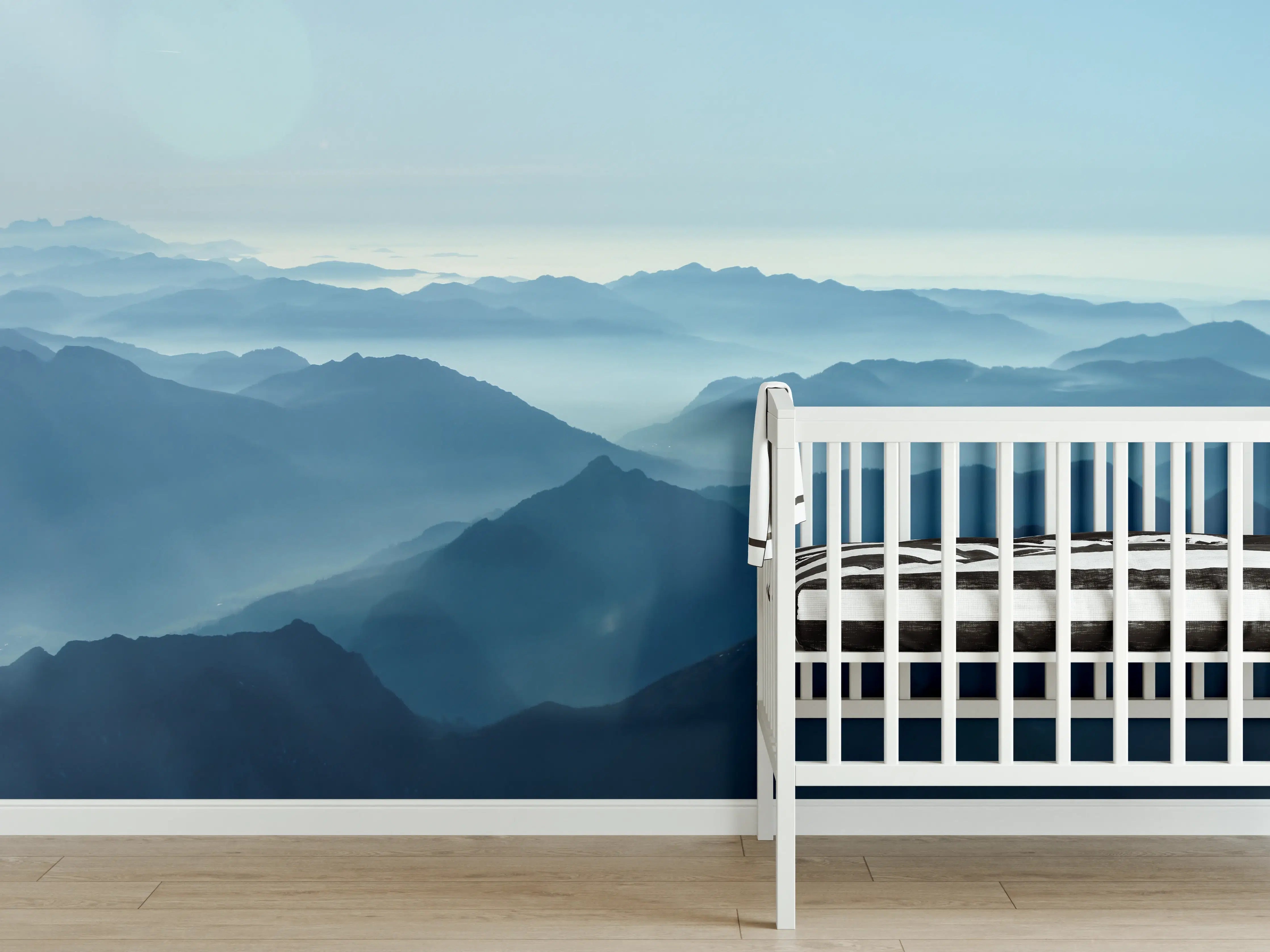 Babyzimmer Wandgestaltung - Nebelschwaden in den Tälern des Voralpenlandes