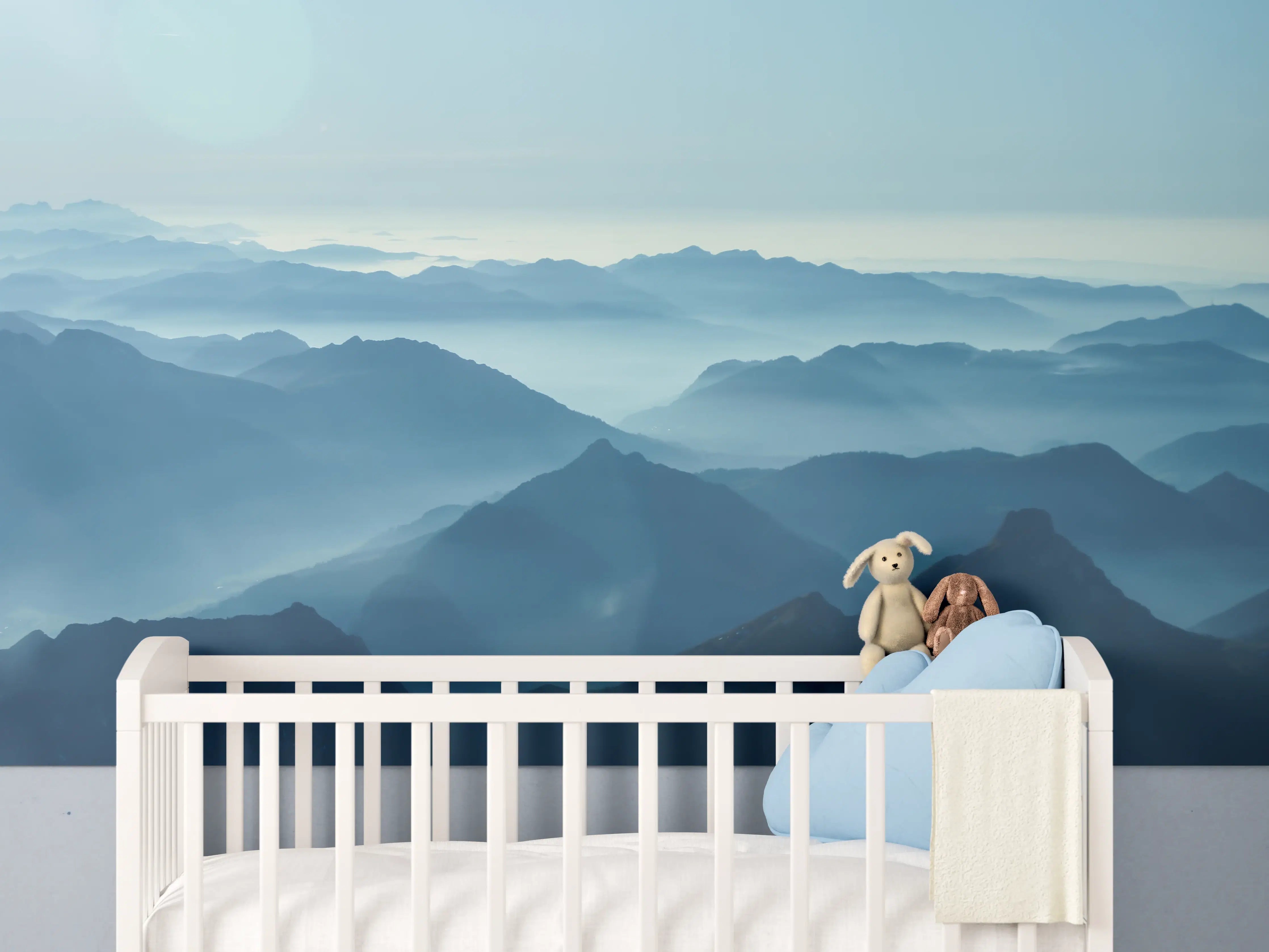 Babyzimmer Wandgestaltung - Nebelschwaden in den Tälern des Voralpenlandes