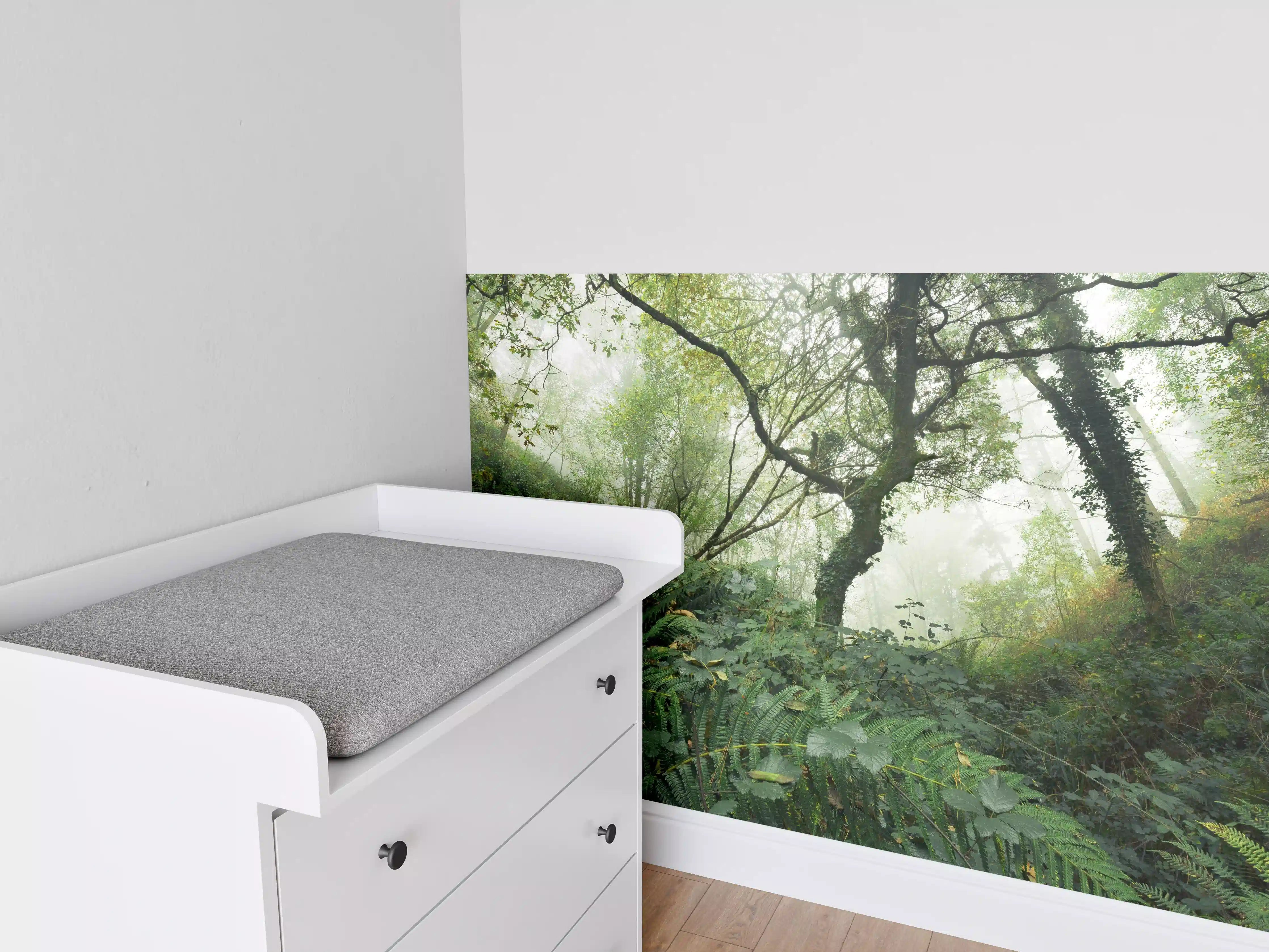 Babyzimmer Wandgestaltung - Nebelwald Grüntöne Herbst