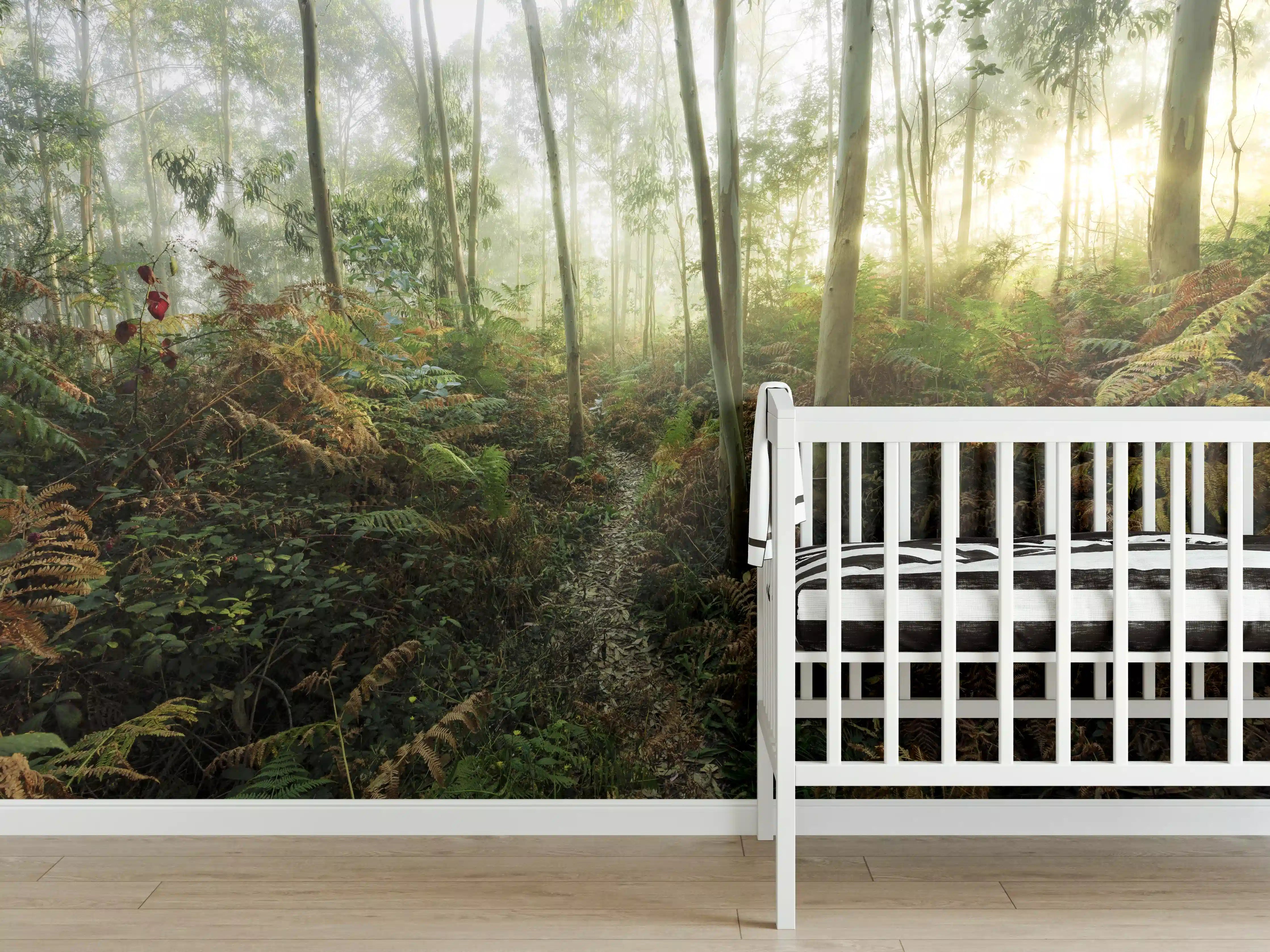 Babyzimmer Wandgestaltung - Nebliger Wald - Spanien