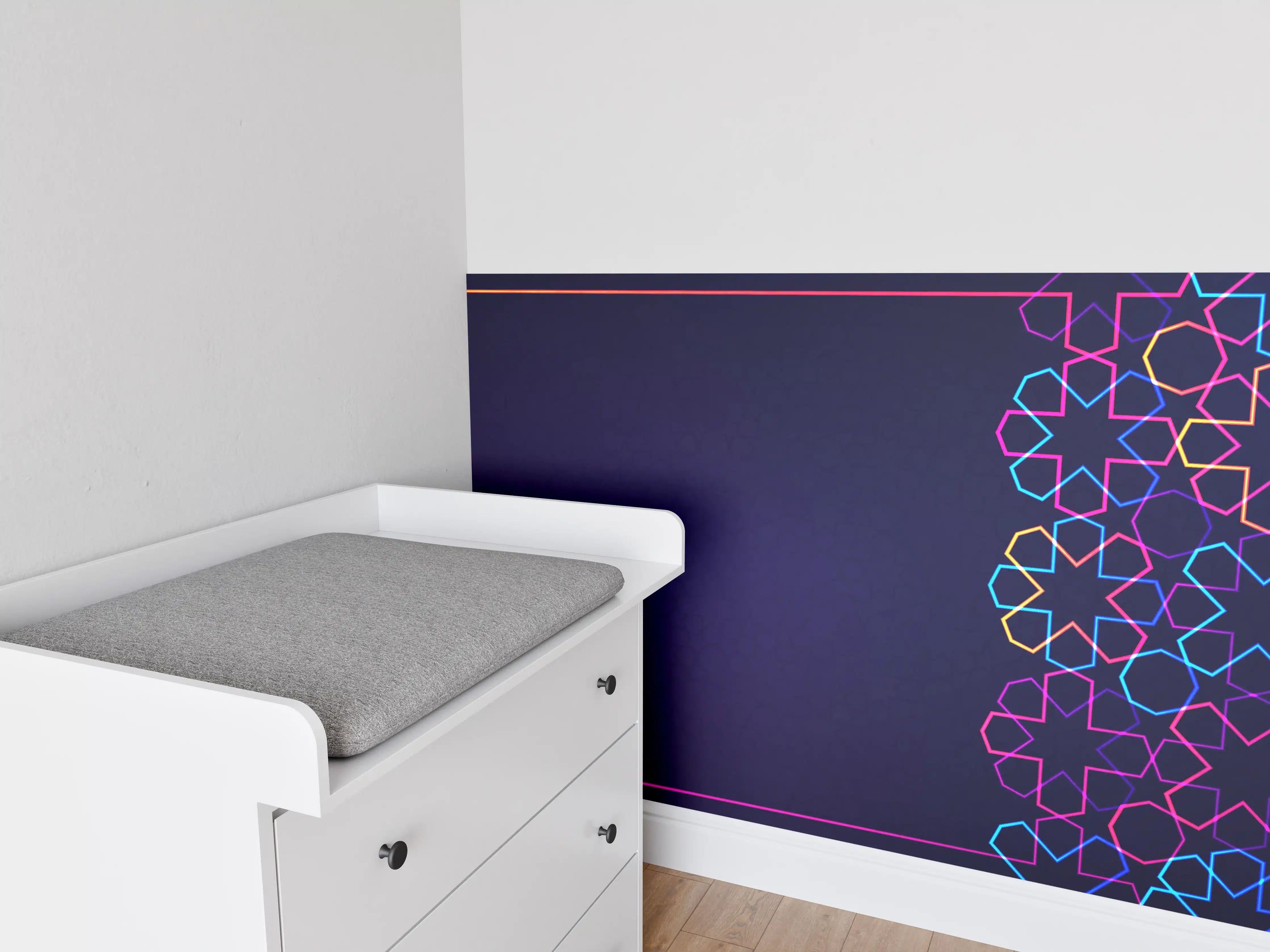 Babyzimmer Wandgestaltung - Neon Muster Eid Mubarak