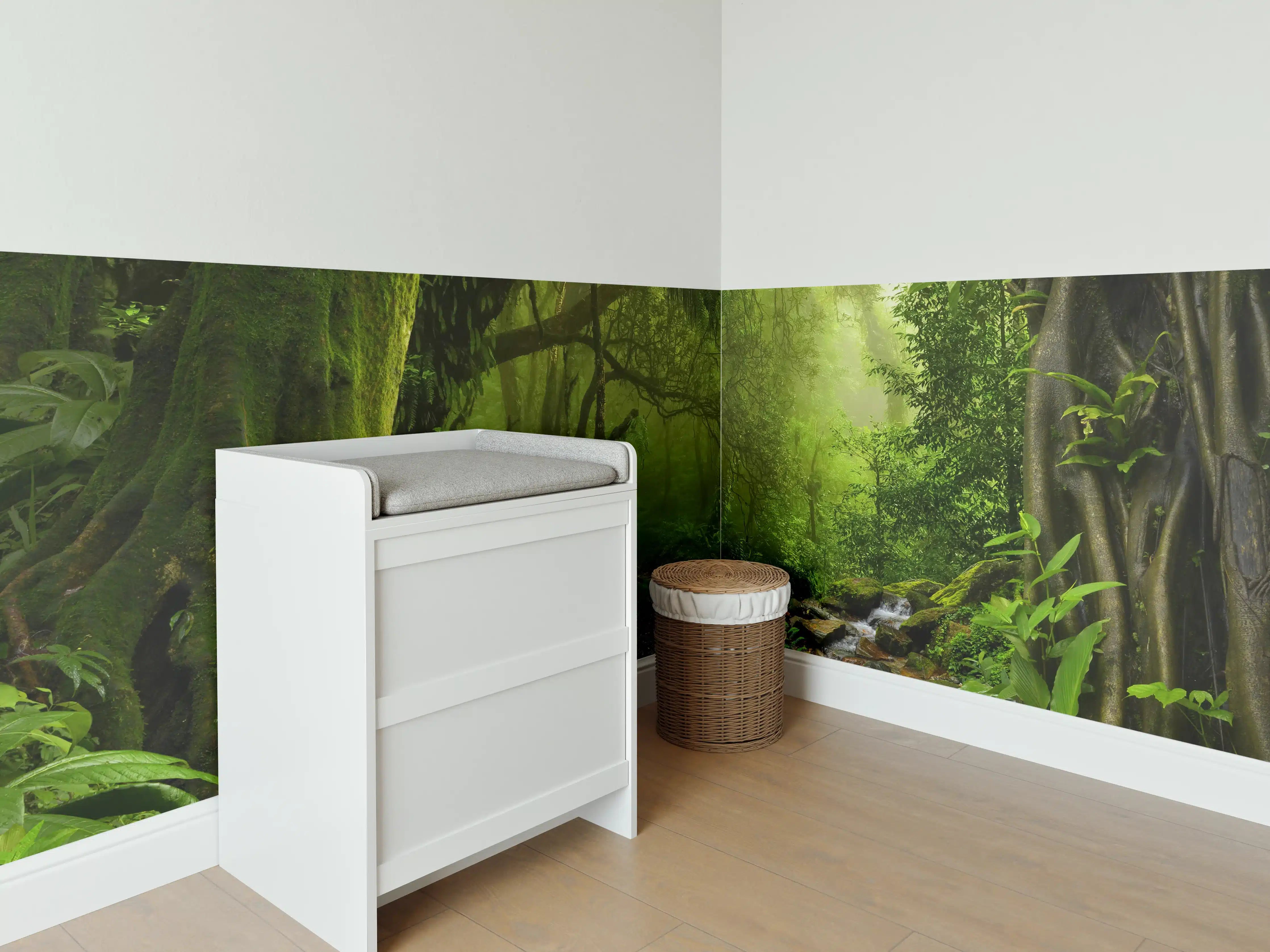 Babyzimmer Wandgestaltung - Nepal Dschungel mit Fluss