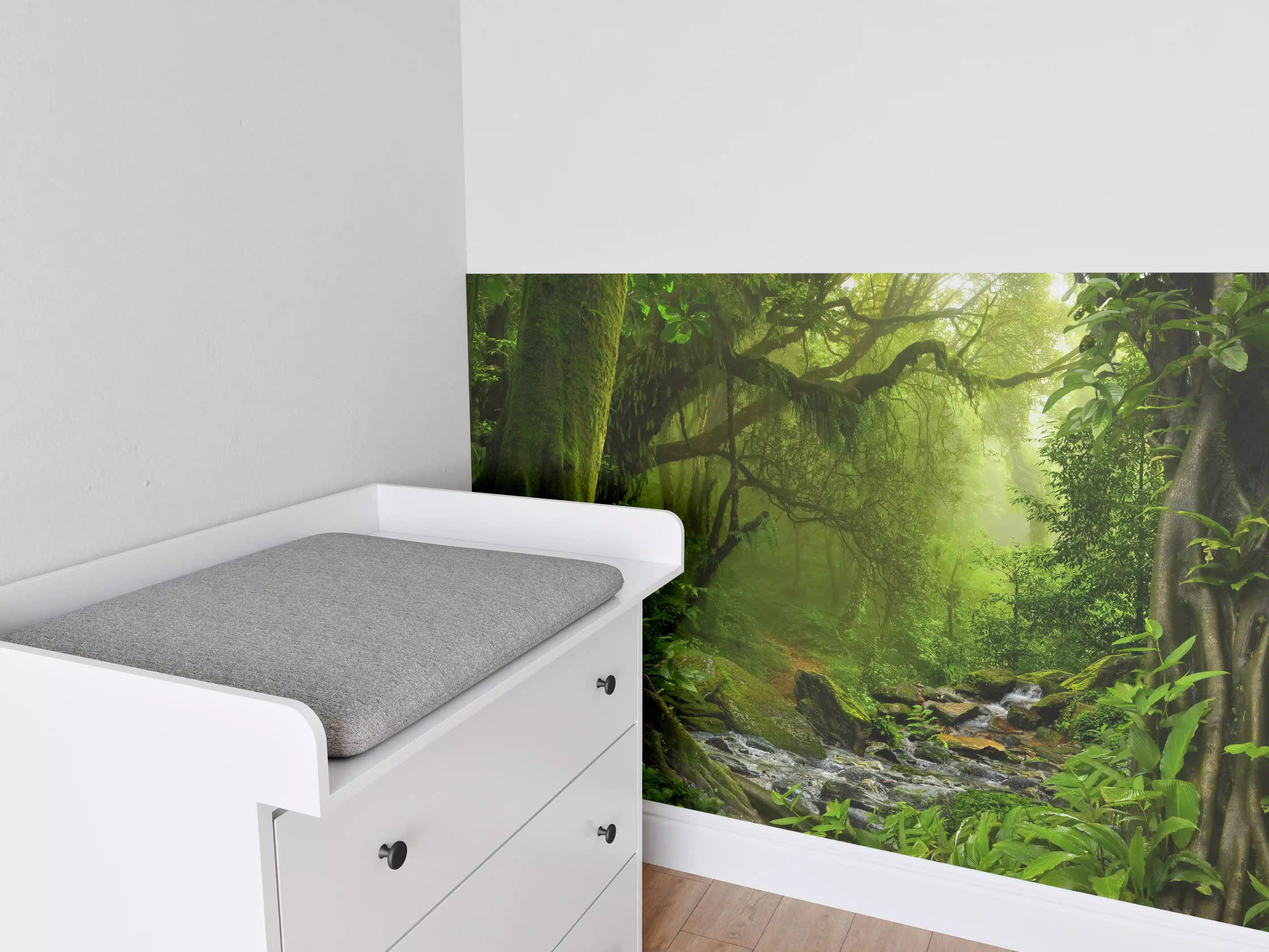 Babyzimmer Wandgestaltung - Nepal Dschungel mit Fluss