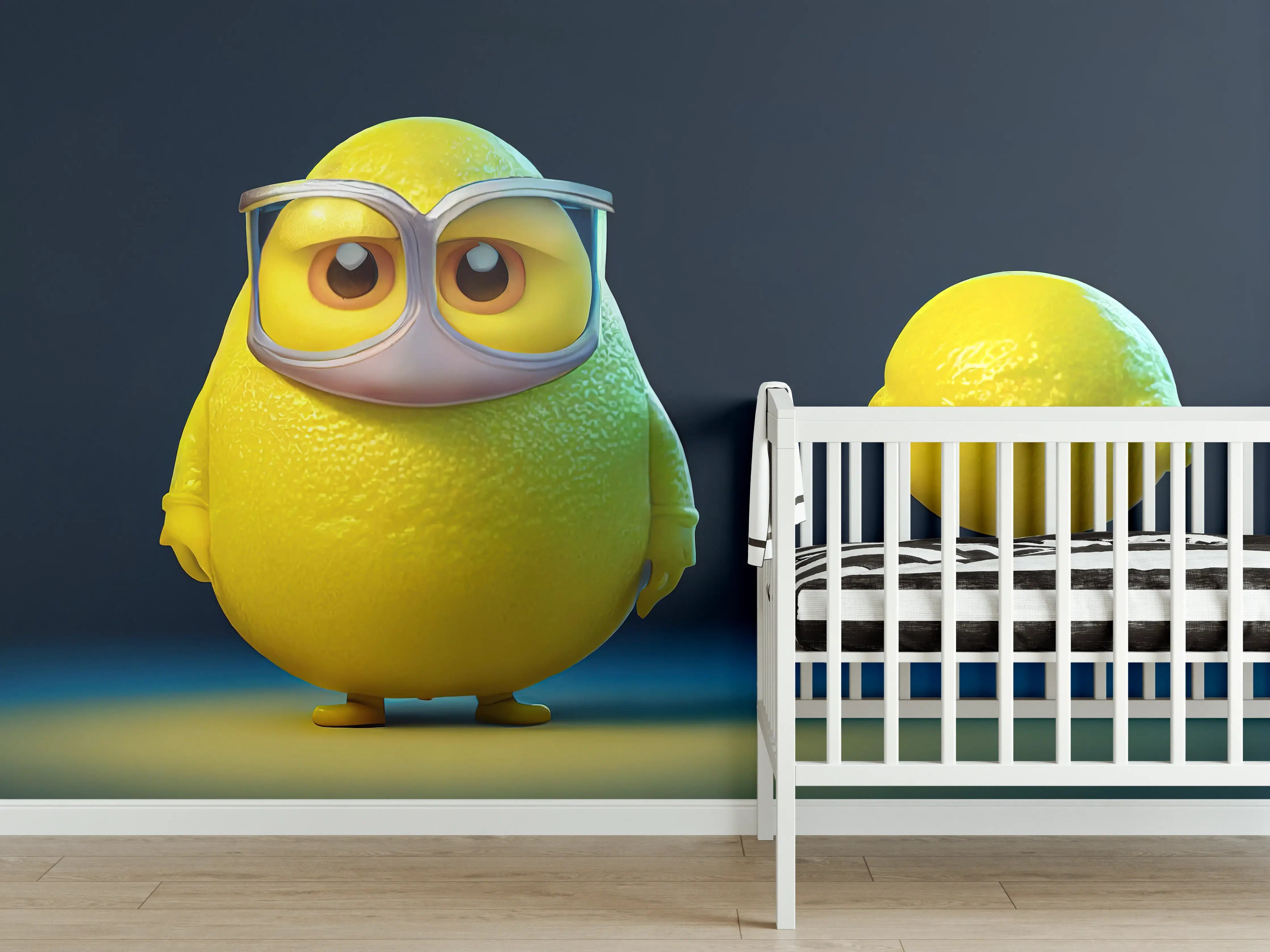 Babyzimmer Wandgestaltung - Nerdige Cartoon Zitrone