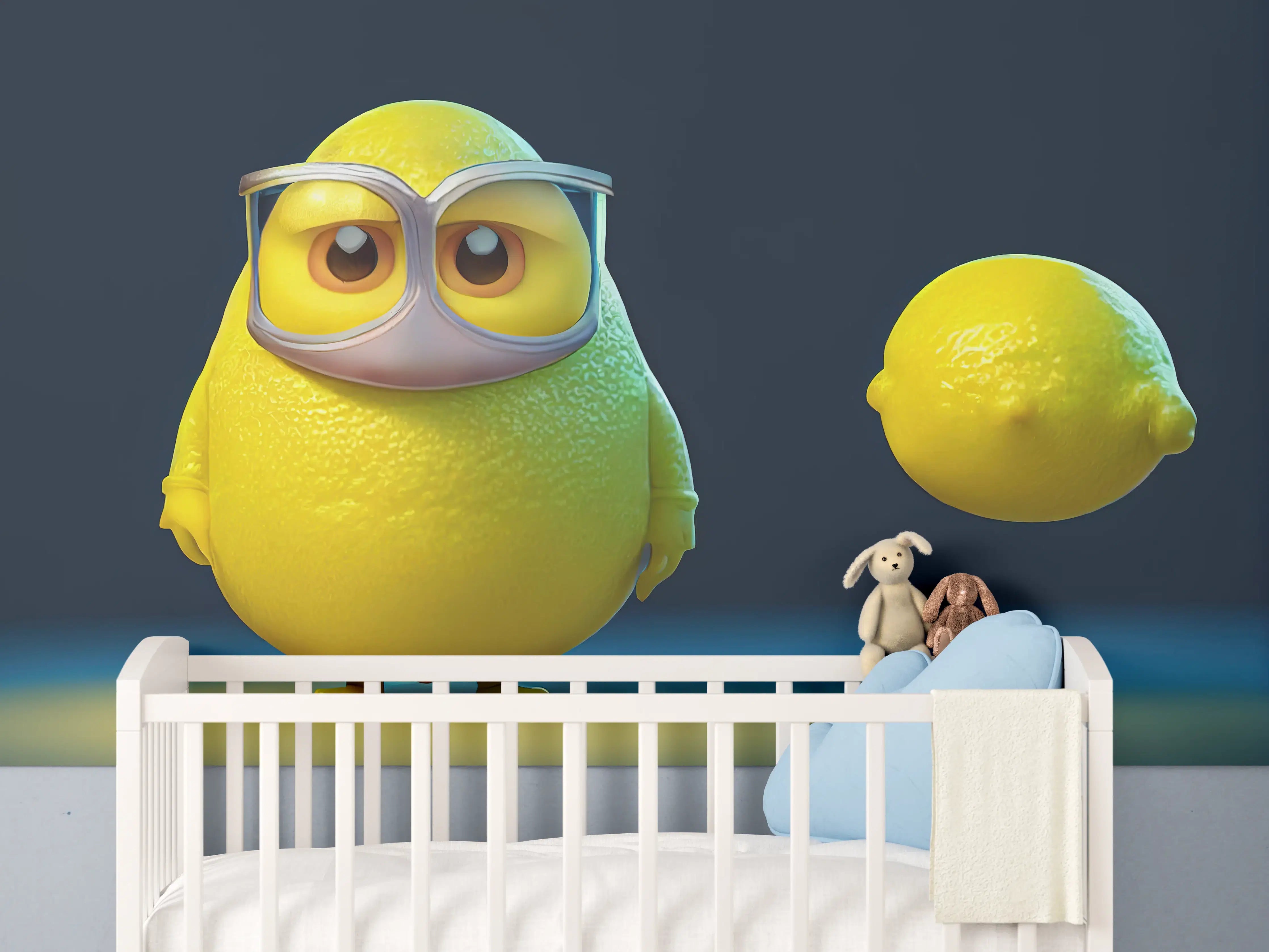 Babyzimmer Wandgestaltung - Nerdige Cartoon Zitrone