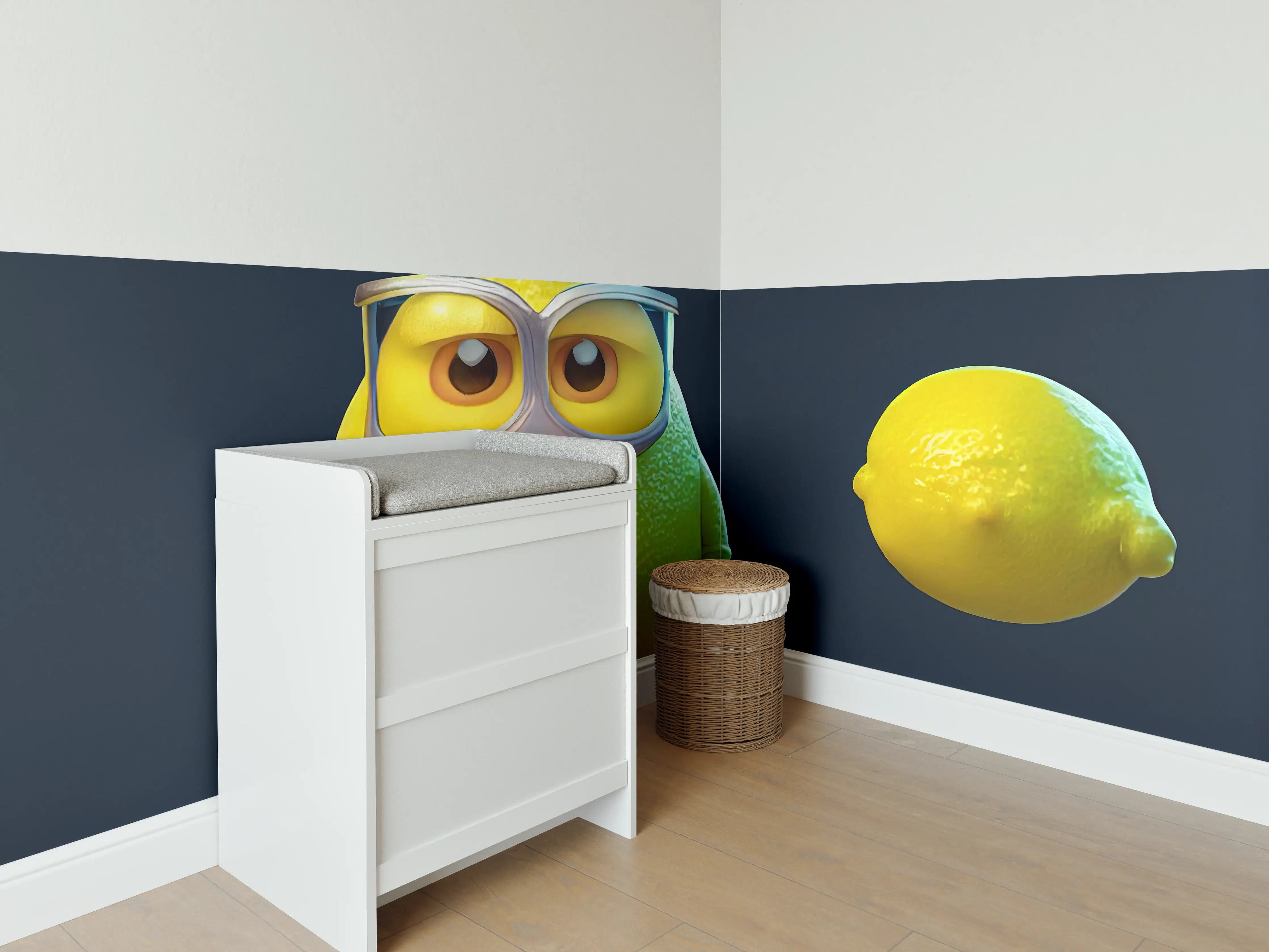 Babyzimmer Wandgestaltung - Nerdige Cartoon Zitrone