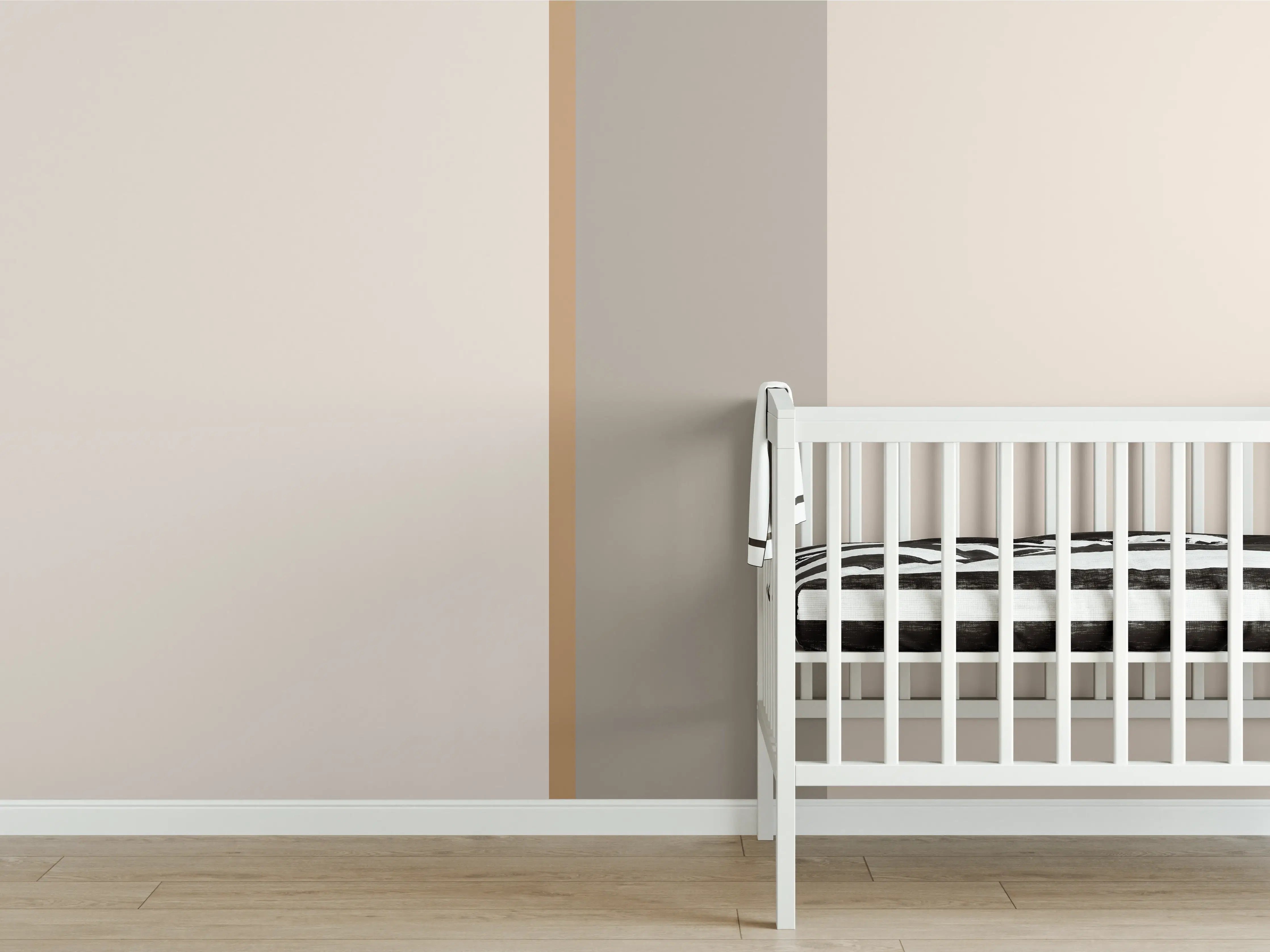Babyzimmer Wandgestaltung - Neutrale Beige-Wand mit Grau- und Sandfarbenen Akzenten