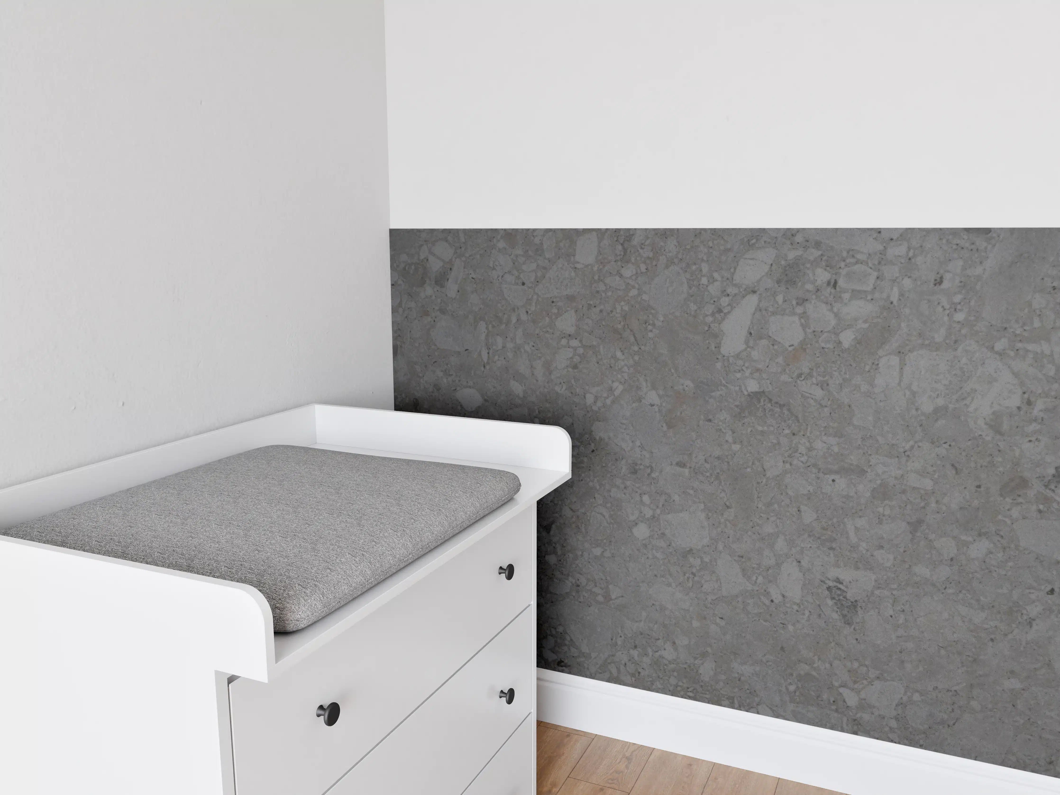 Babyzimmer Wandgestaltung - Neutrale Graustöne im Weiß