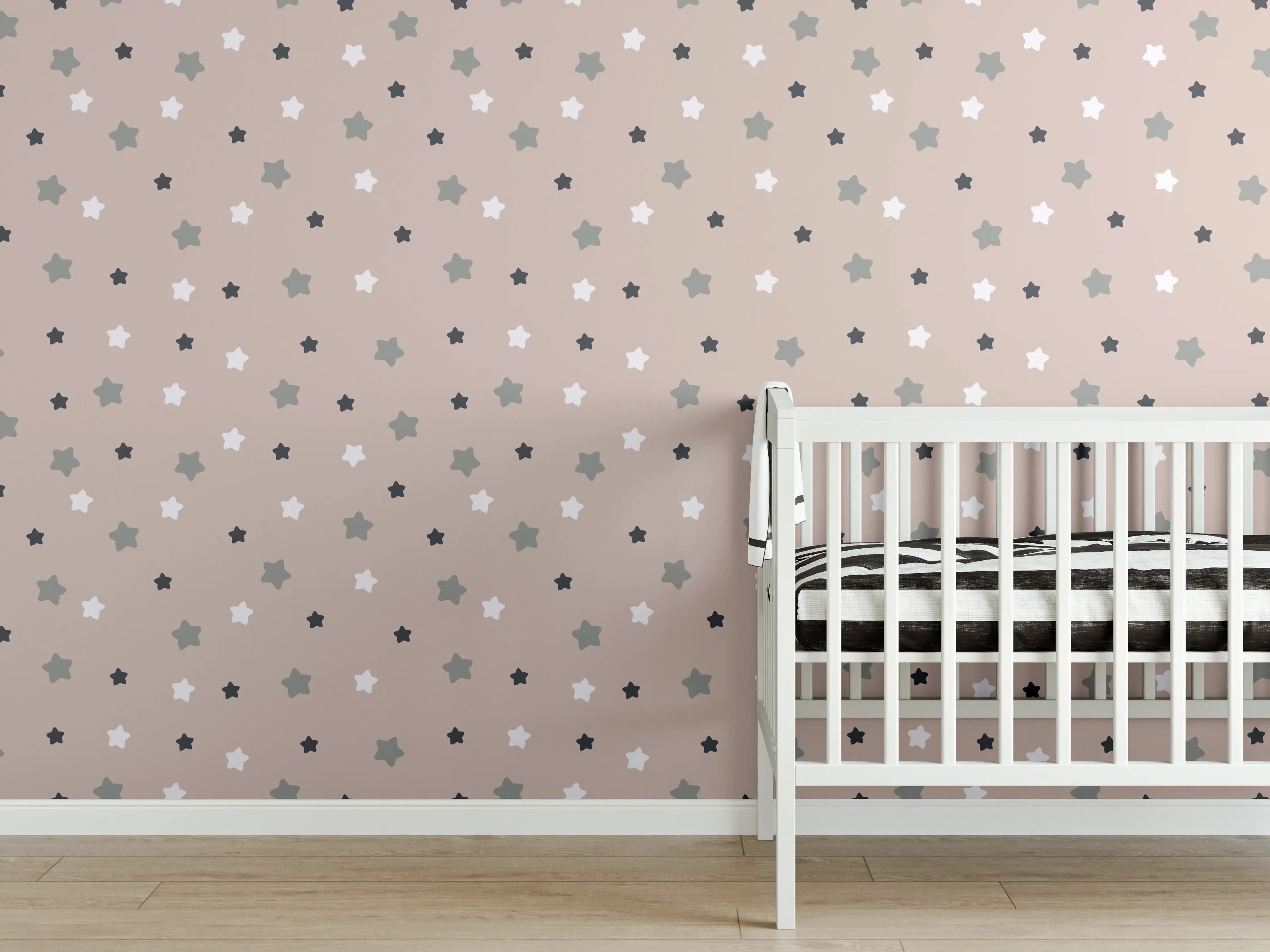 Babyzimmer Wandgestaltung - Neutrale Sternchen Wandgestaltung