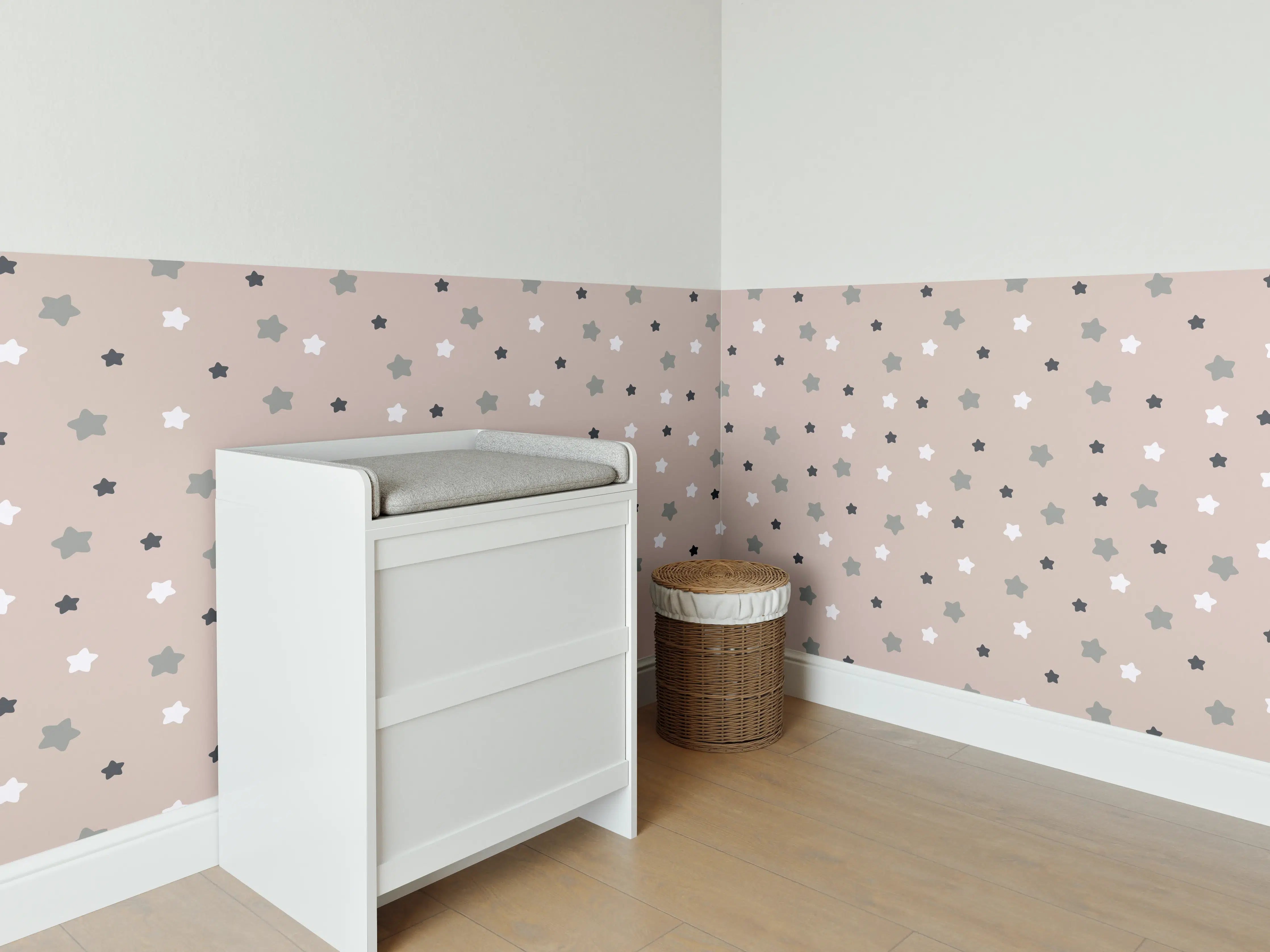 Babyzimmer Wandgestaltung - Neutrale Sternchen Wandgestaltung