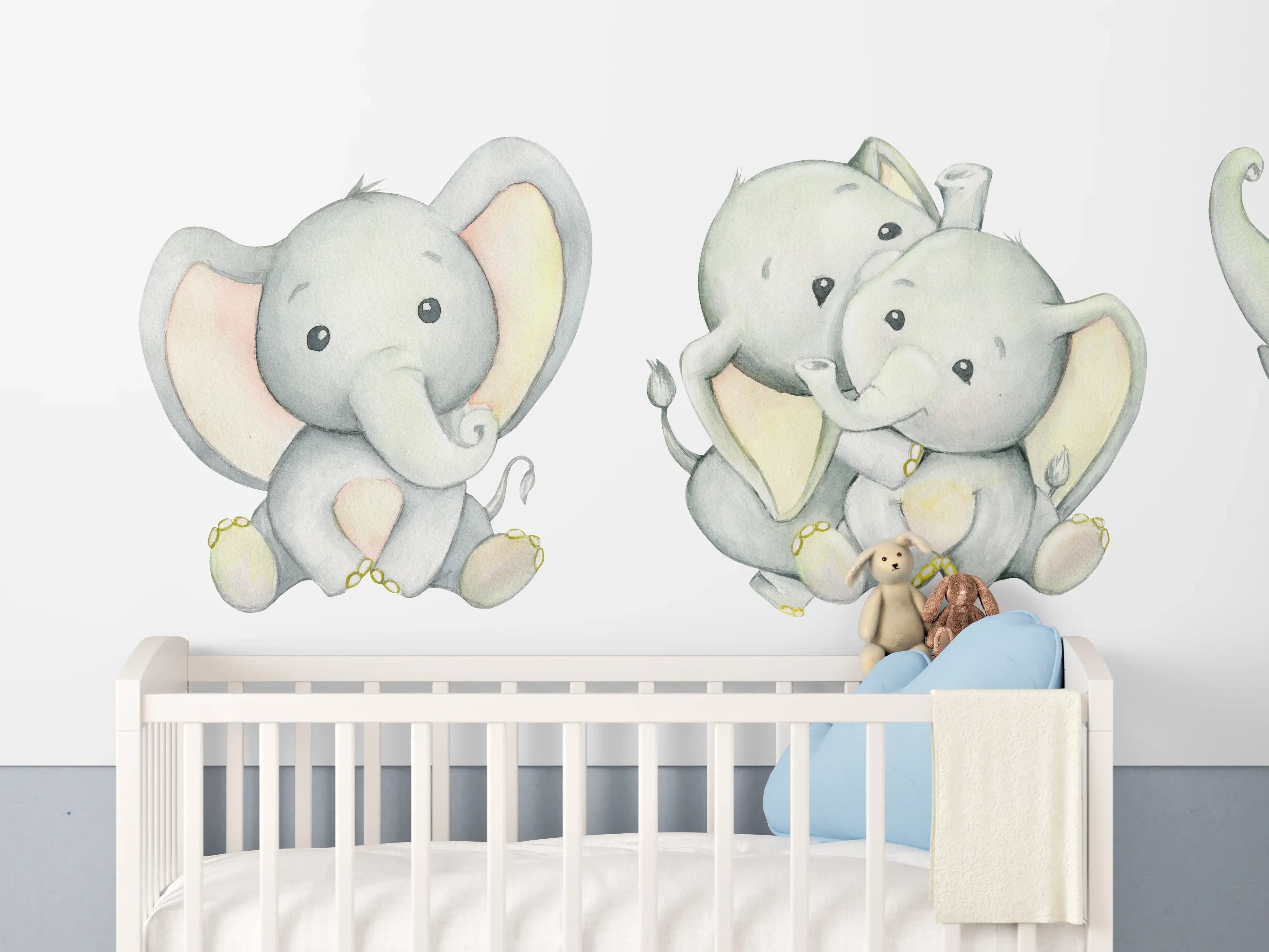 Babyzimmer Wandgestaltung - Niedliche Elefanten