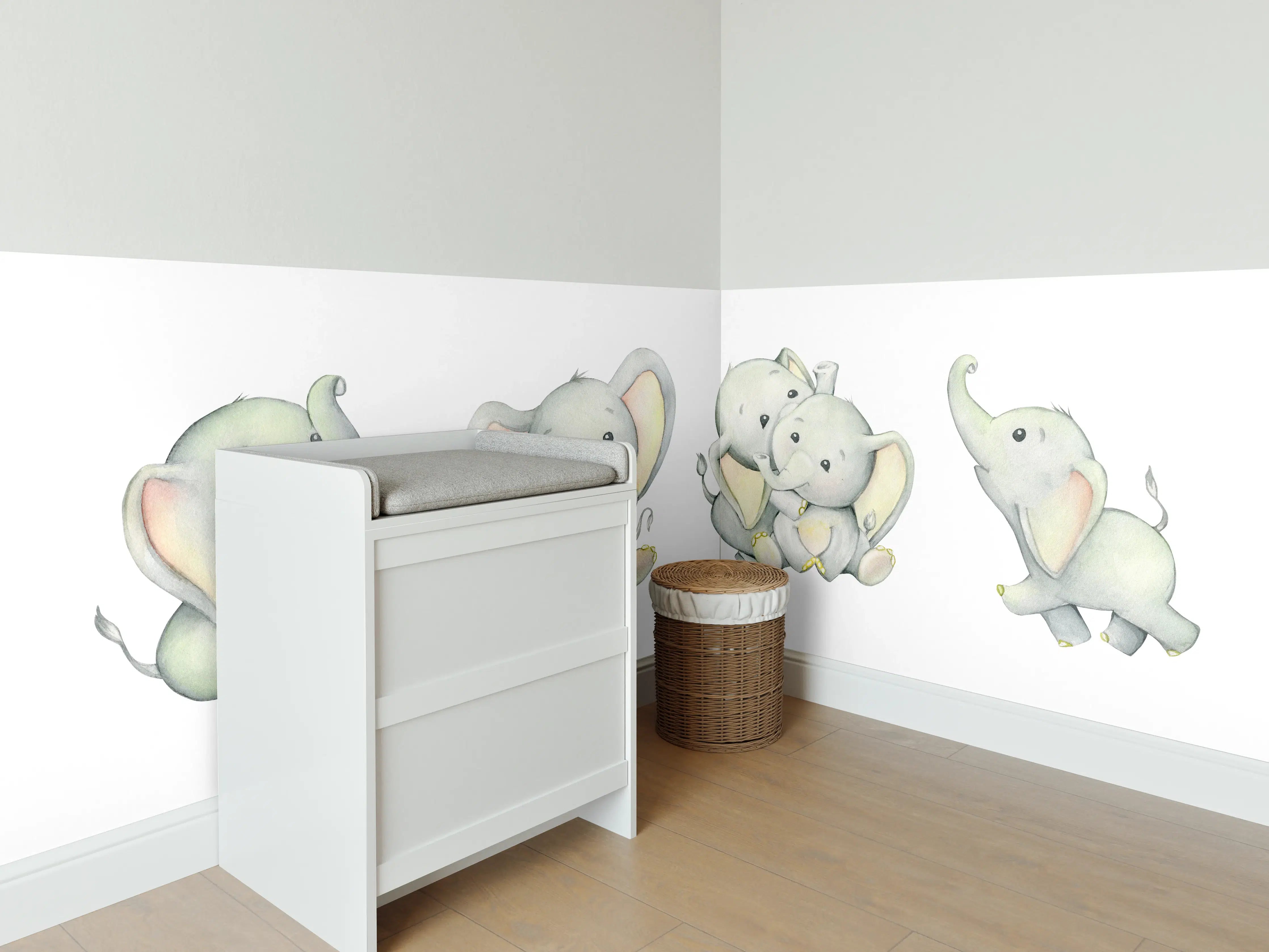 Babyzimmer Wandgestaltung - Niedliche Elefanten