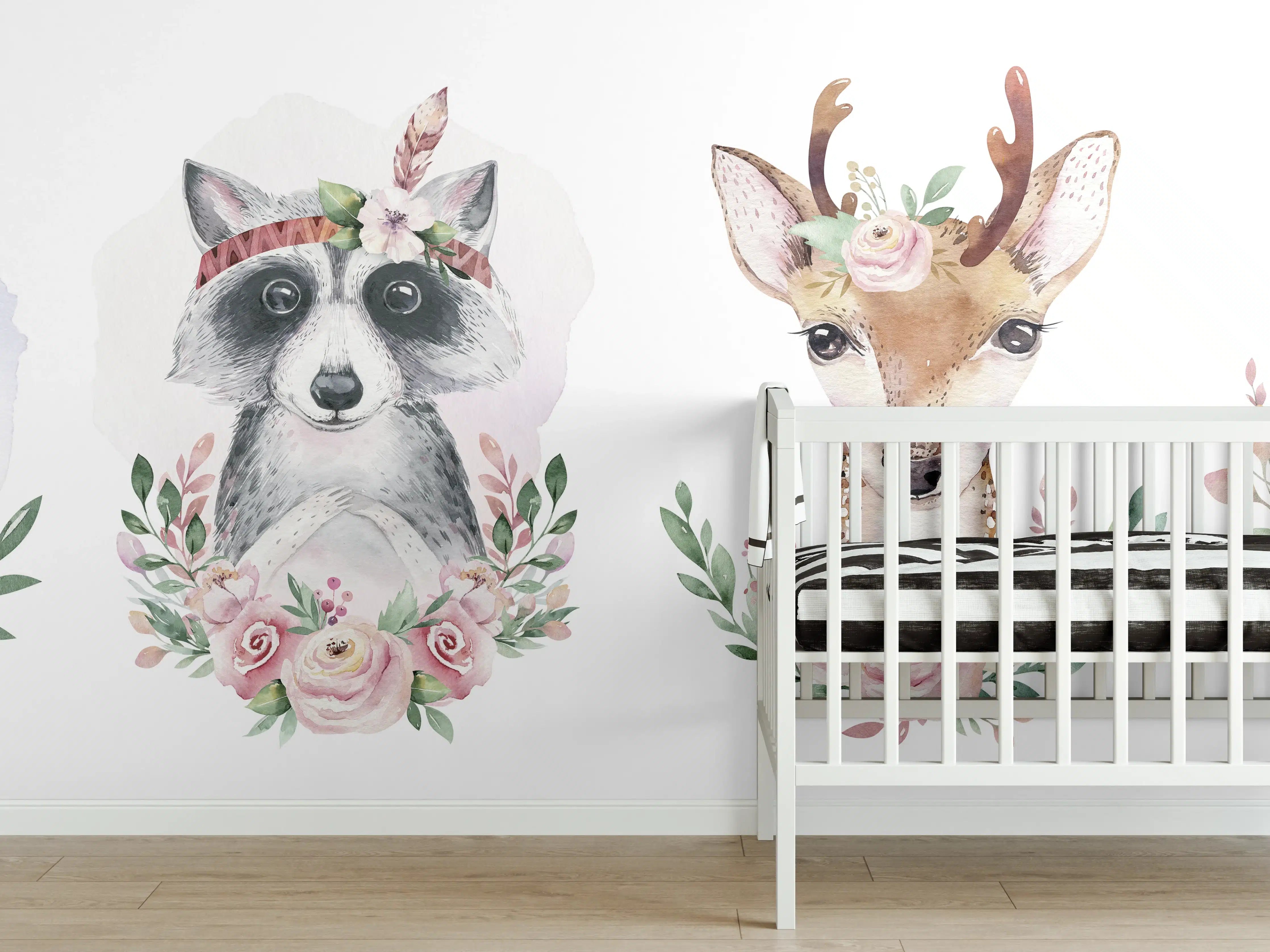 Babyzimmer Wandgestaltung - Niedliche Tiermotive in sanften Pastellfarben