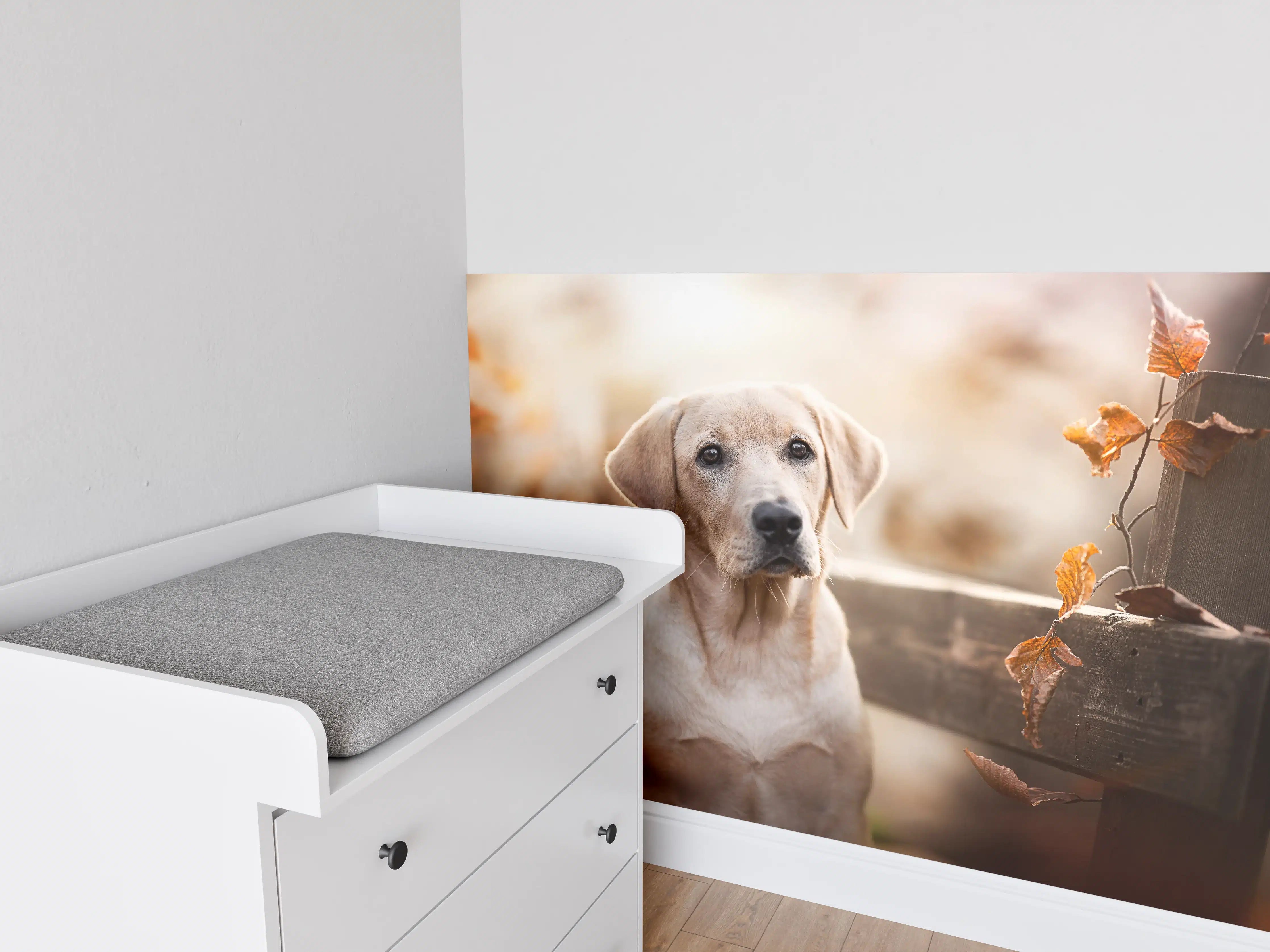 Babyzimmer Wandgestaltung - Niedlicher Labrador Welpe