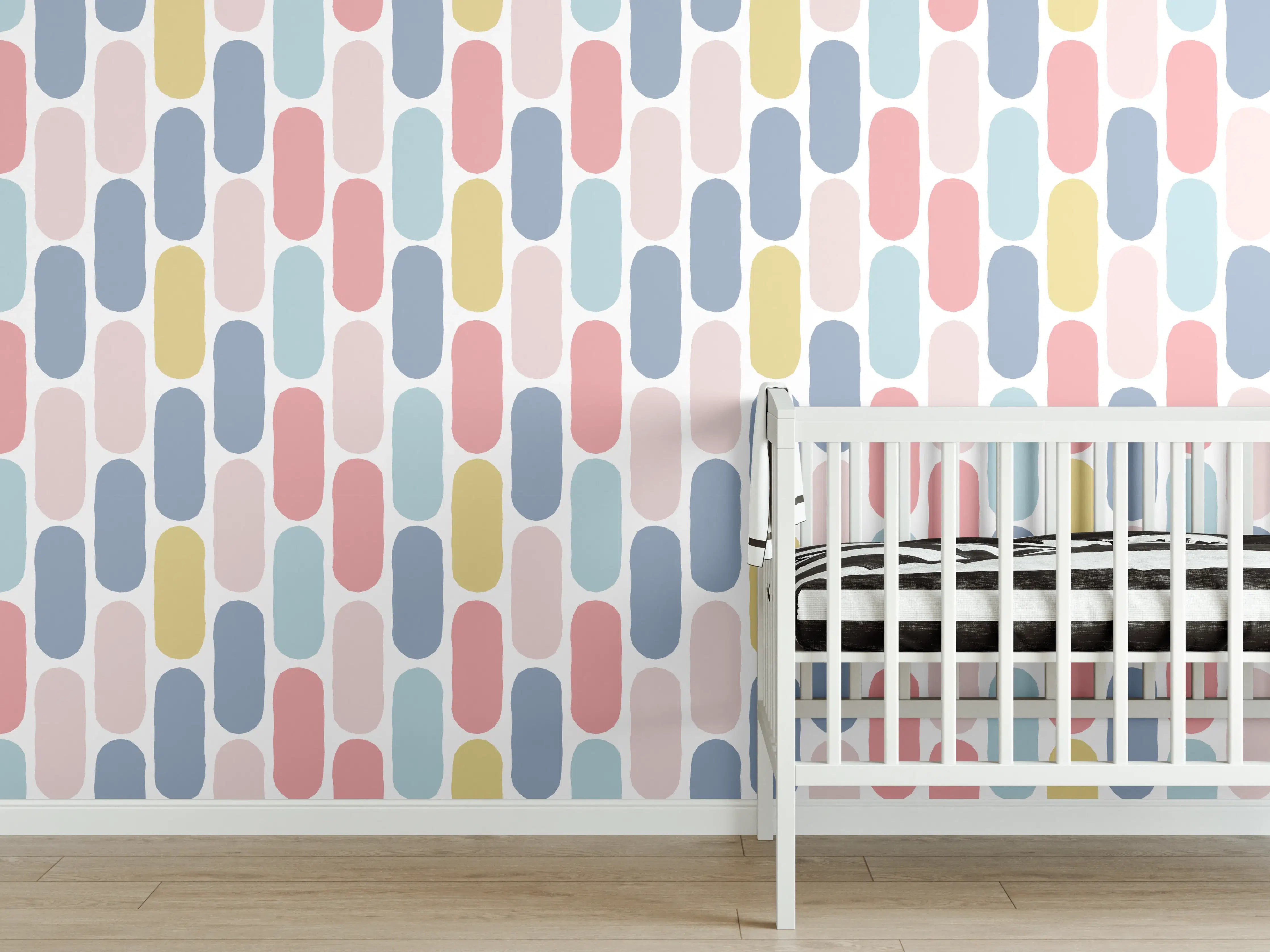 Babyzimmer Wandgestaltung - Nordic-Style Bunte Muster