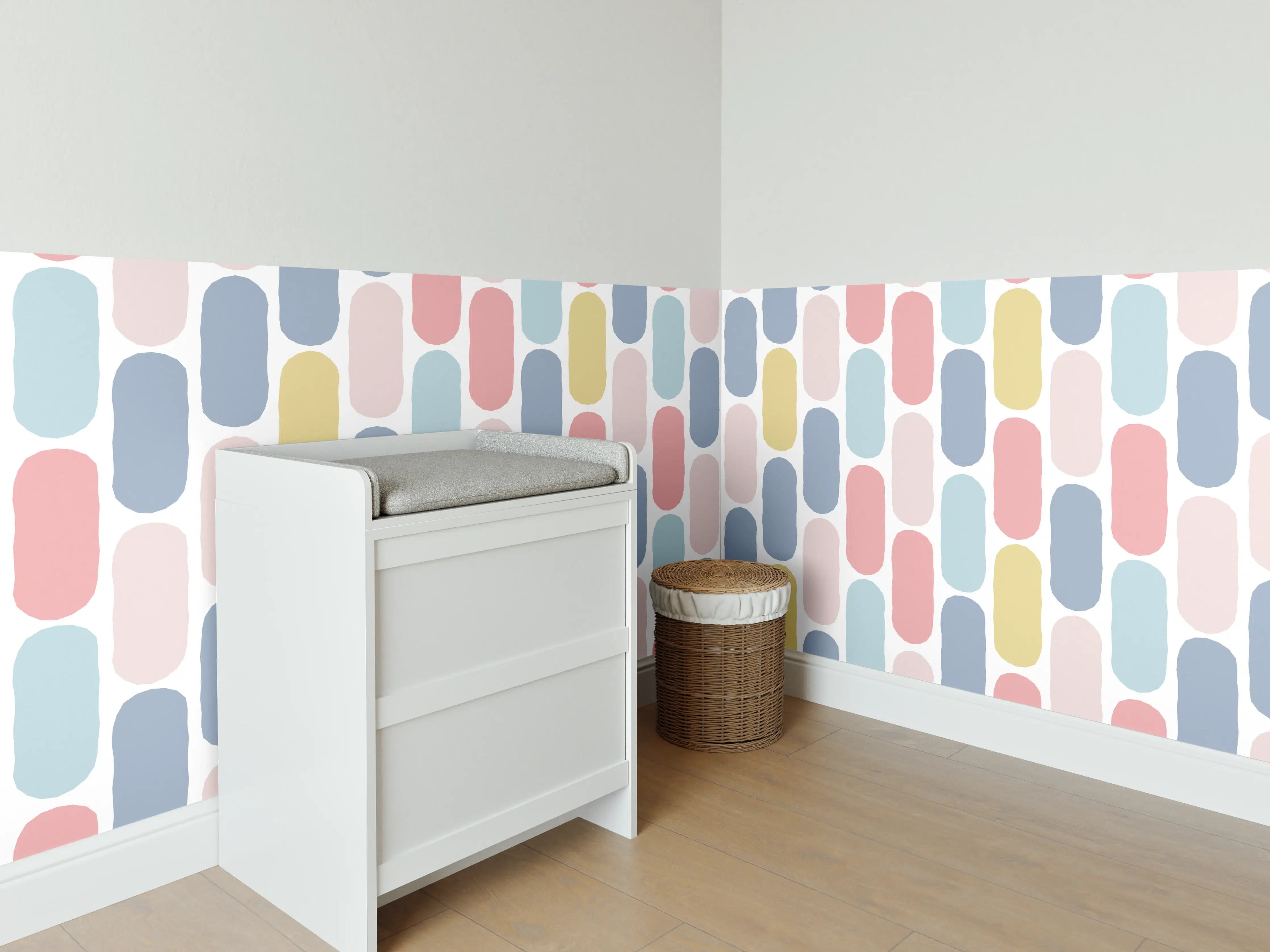 Babyzimmer Wandgestaltung - Nordic-Style Bunte Muster