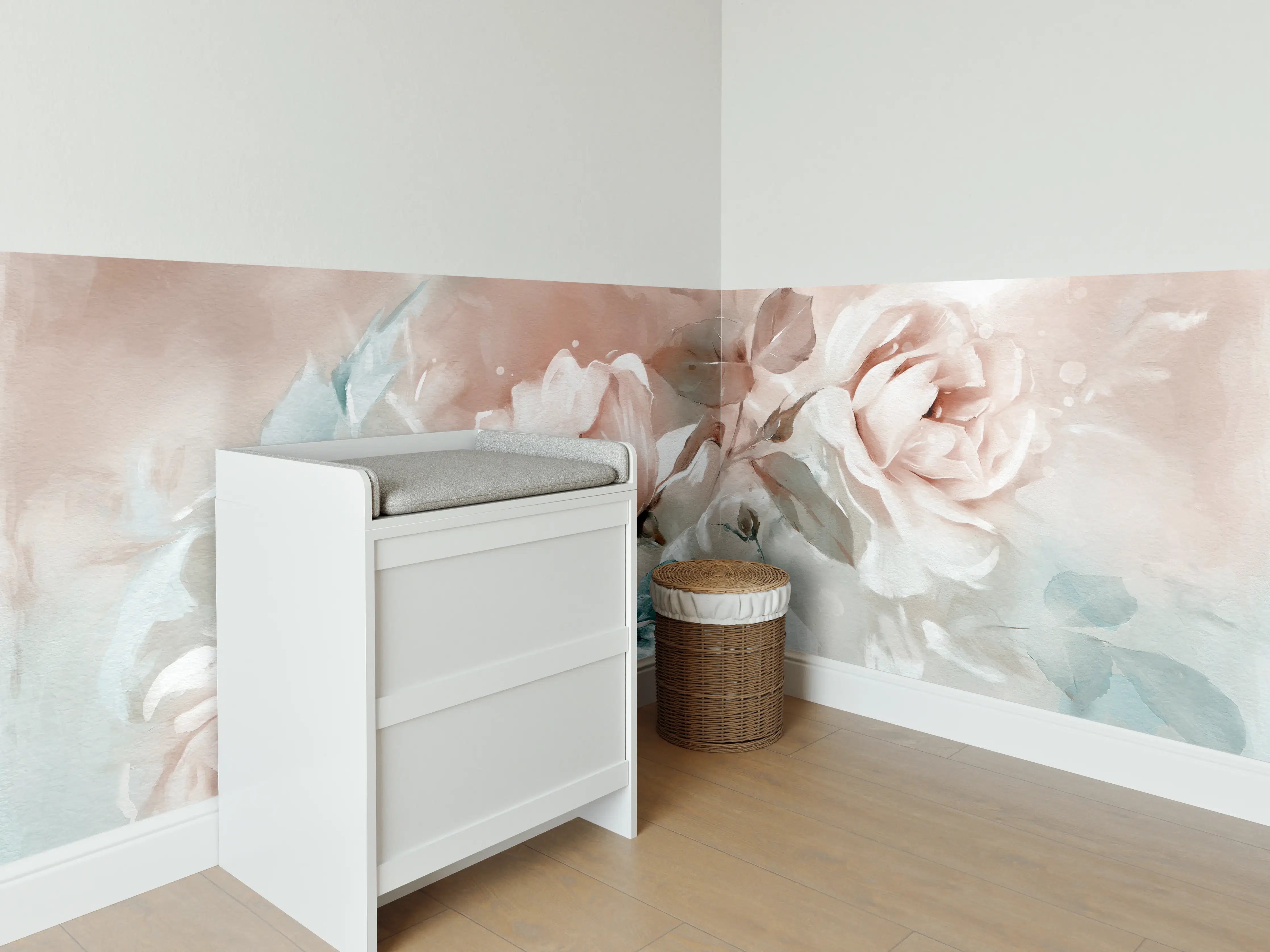 Babyzimmer Wandgestaltung - Ölgemälde mit Rose