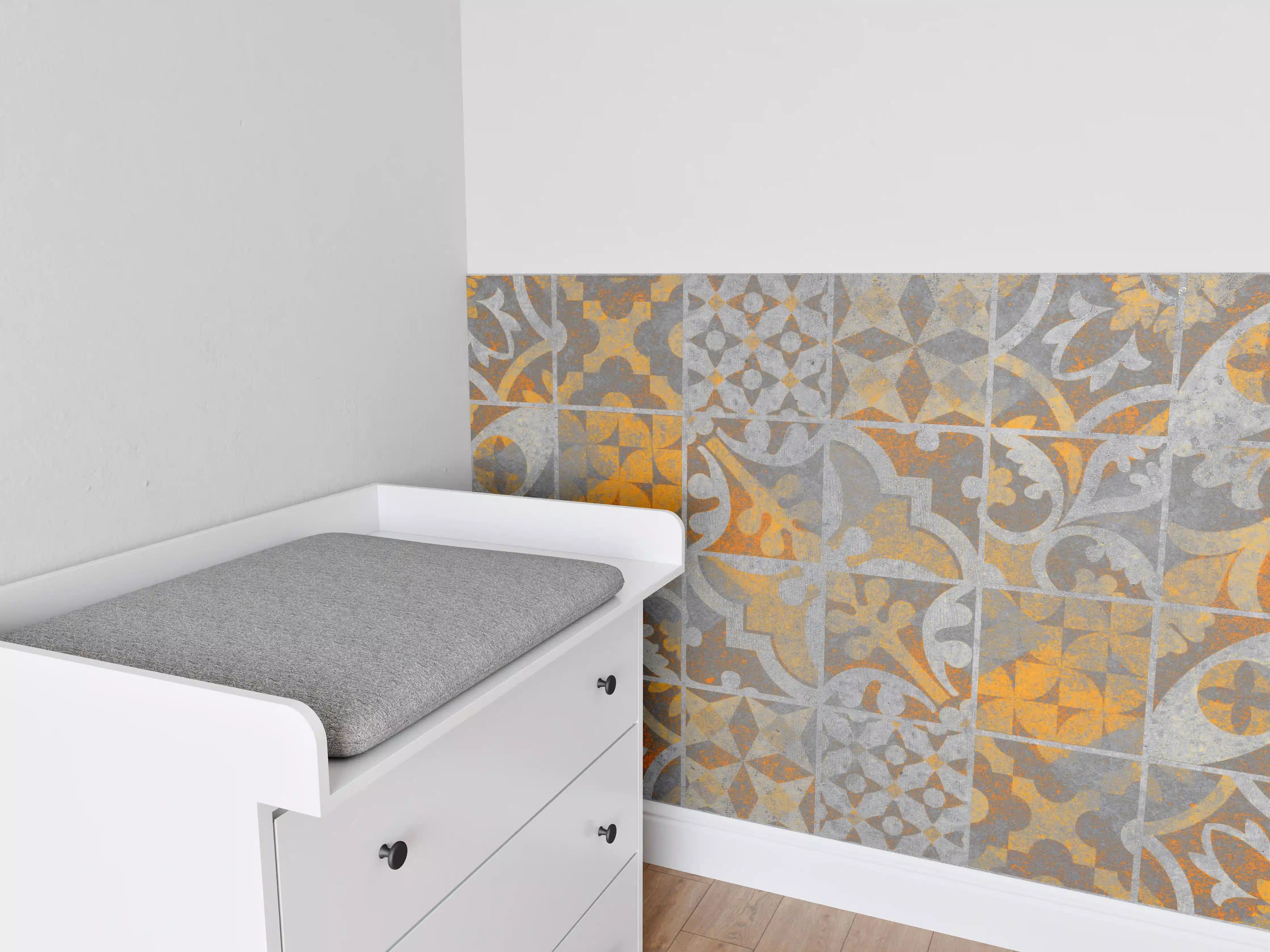 Babyzimmer Wandgestaltung - Orange Helles Licht Stein Beton