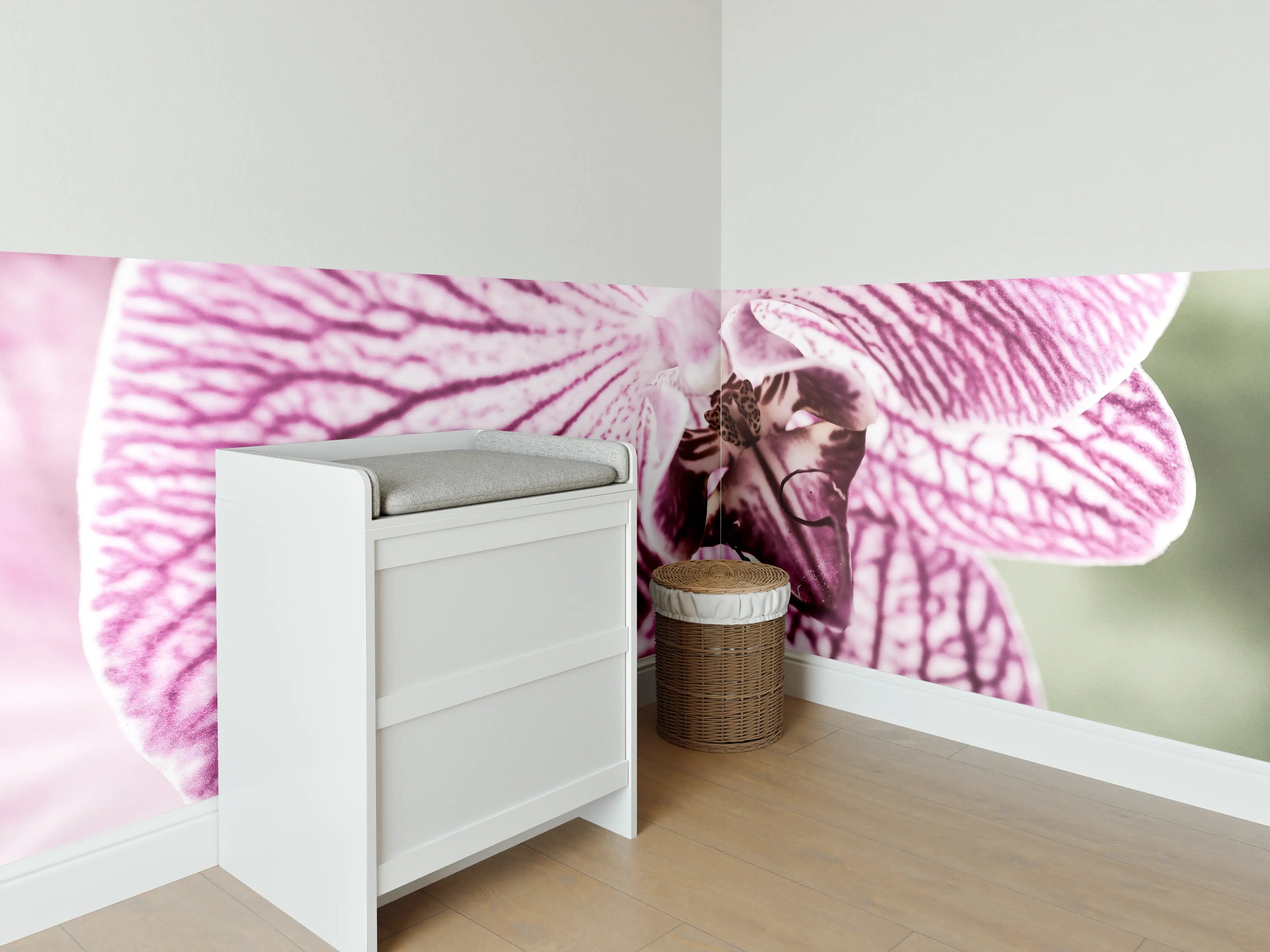 Babyzimmer Wandgestaltung - Orchideen Makro Pink-Lila