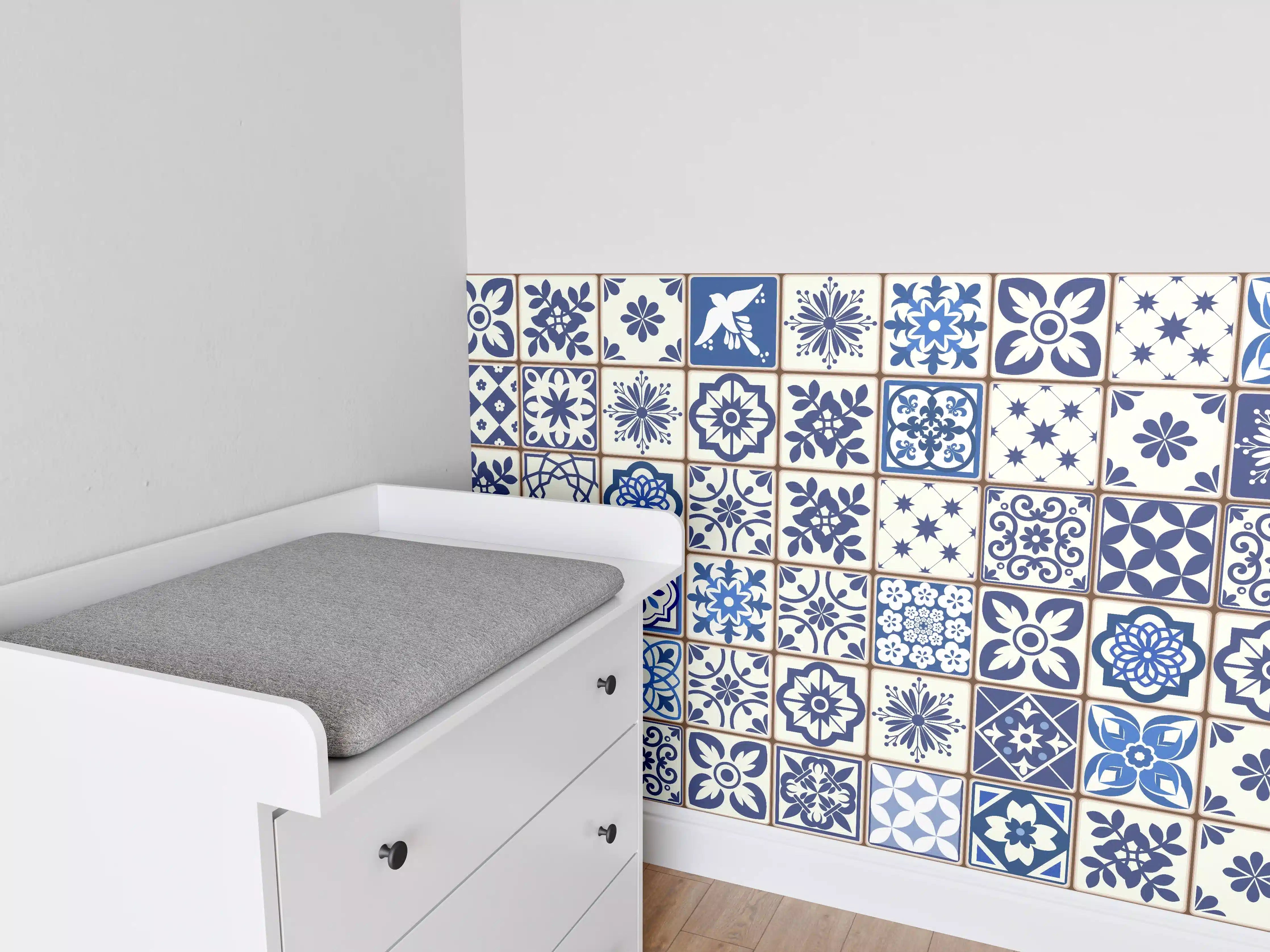 Babyzimmer Wandgestaltung - Orientalische blaue Fliesen