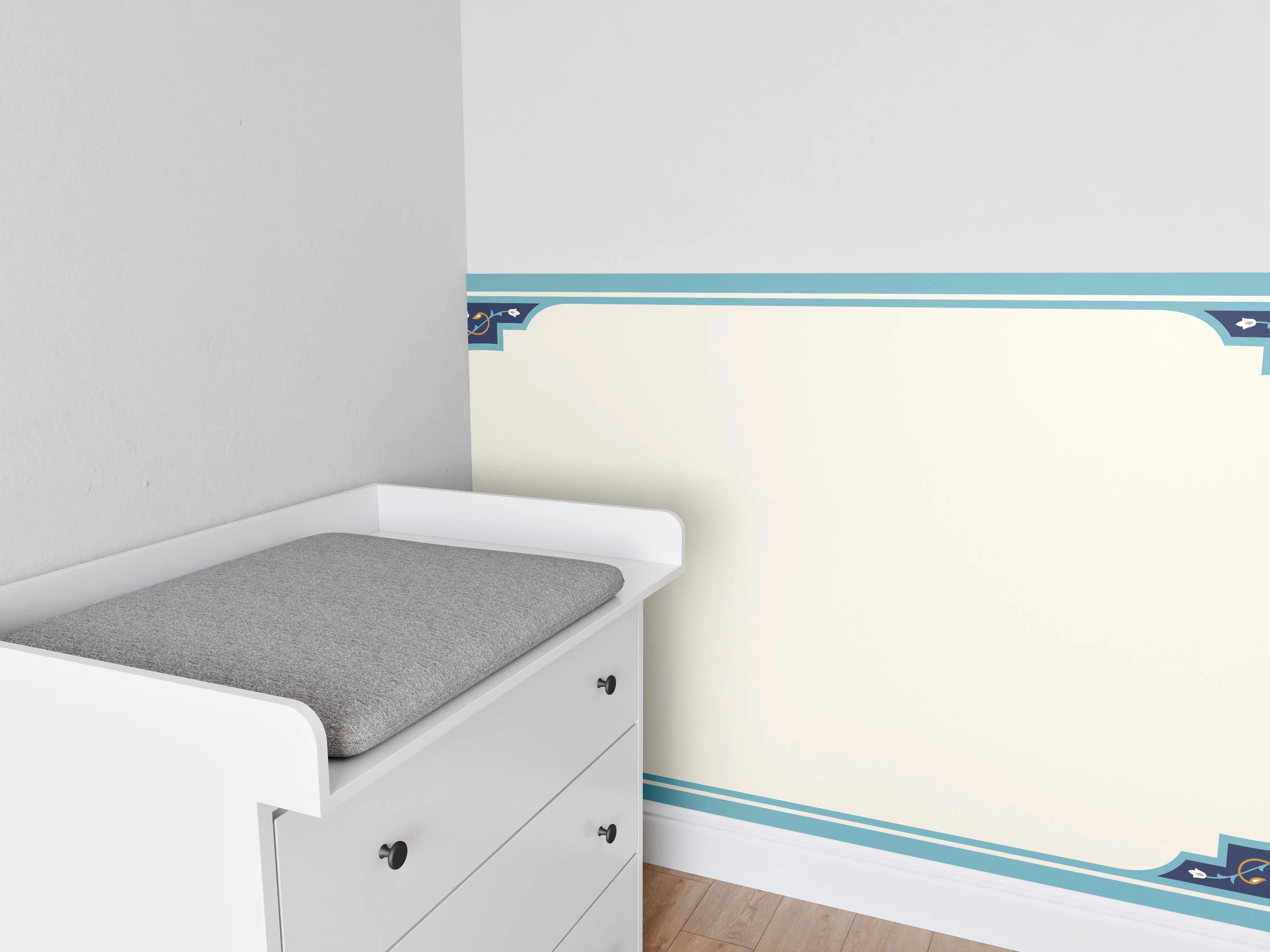 Babyzimmer Wandgestaltung - Orientalischer Rahmen Blau-Gold